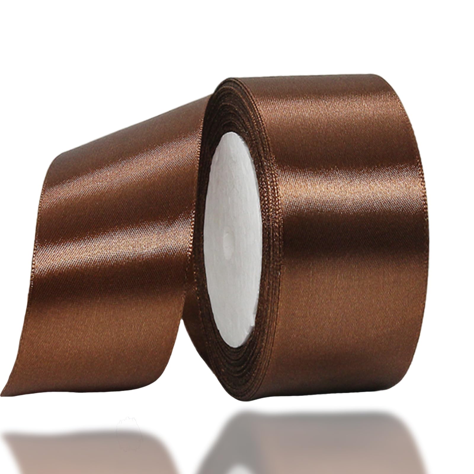 Coffee Satin Ribbon 40mm Wide for Gift Wrapping Crafting, Cake Decoration, Hair Bows, Christmas, Wedding Car Decor - 22M Polyester