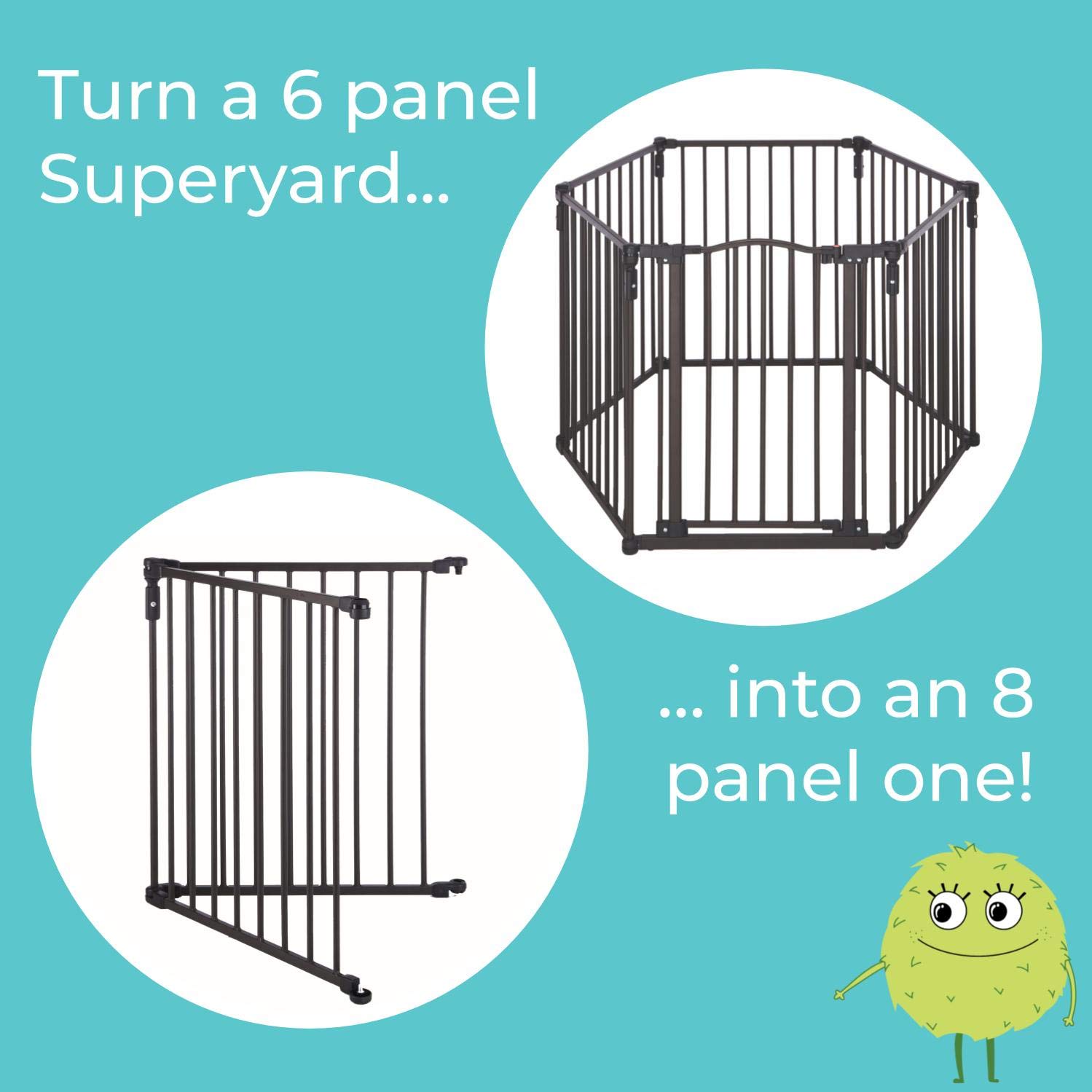Toddleroo North States 151" Wide 6 Panel Metal Baby Gate Play Yard with 48" Extension, Taupe