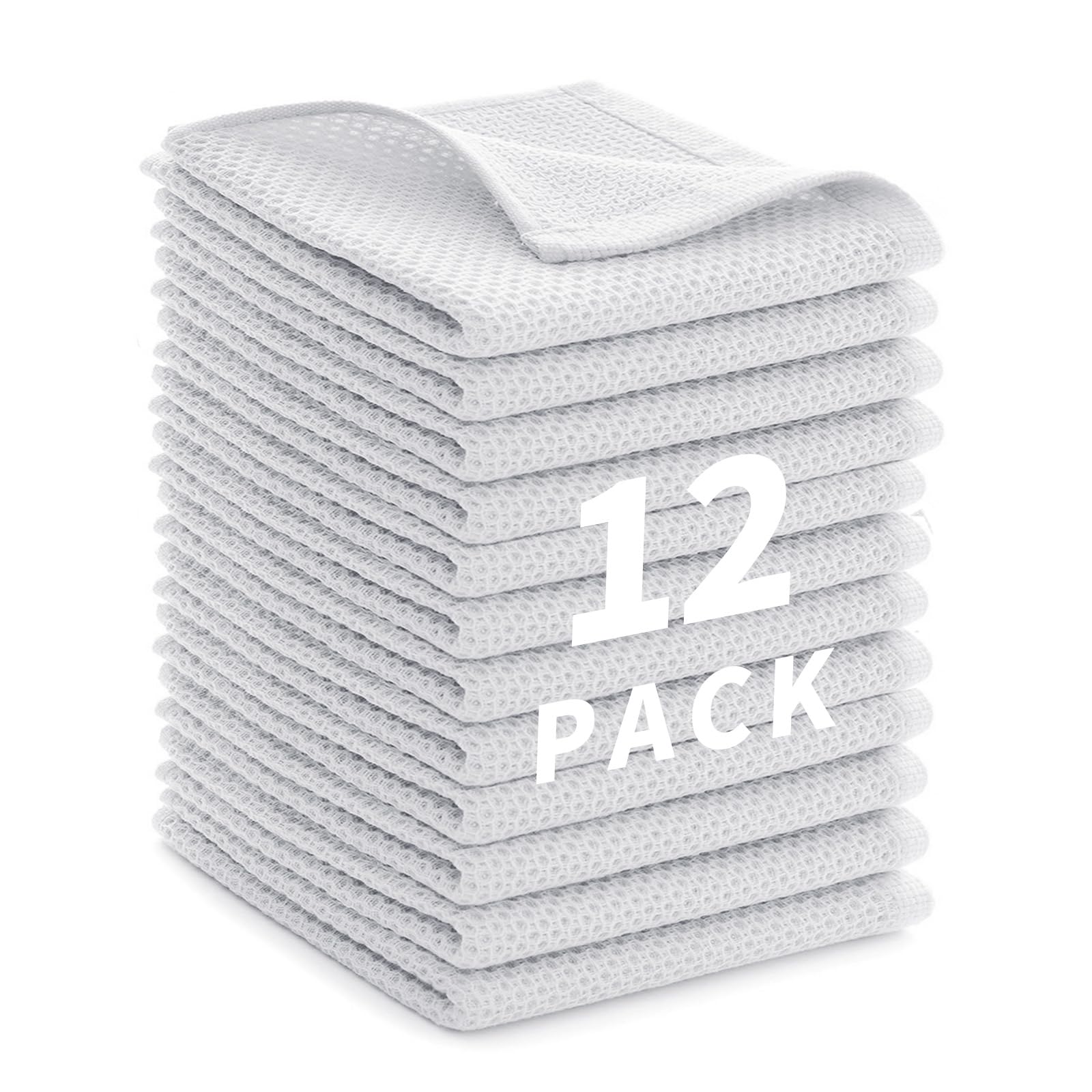 LikGuest Cotton Cleaning Cloth Soft Dish Towels White 30x30cm 12 PCS