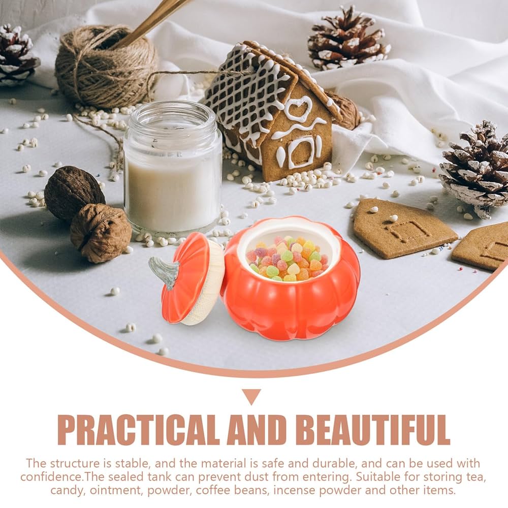 Amazon｜Amosfun 2個 陶器 かぼちゃ キャニスター 小 かぼちゃ