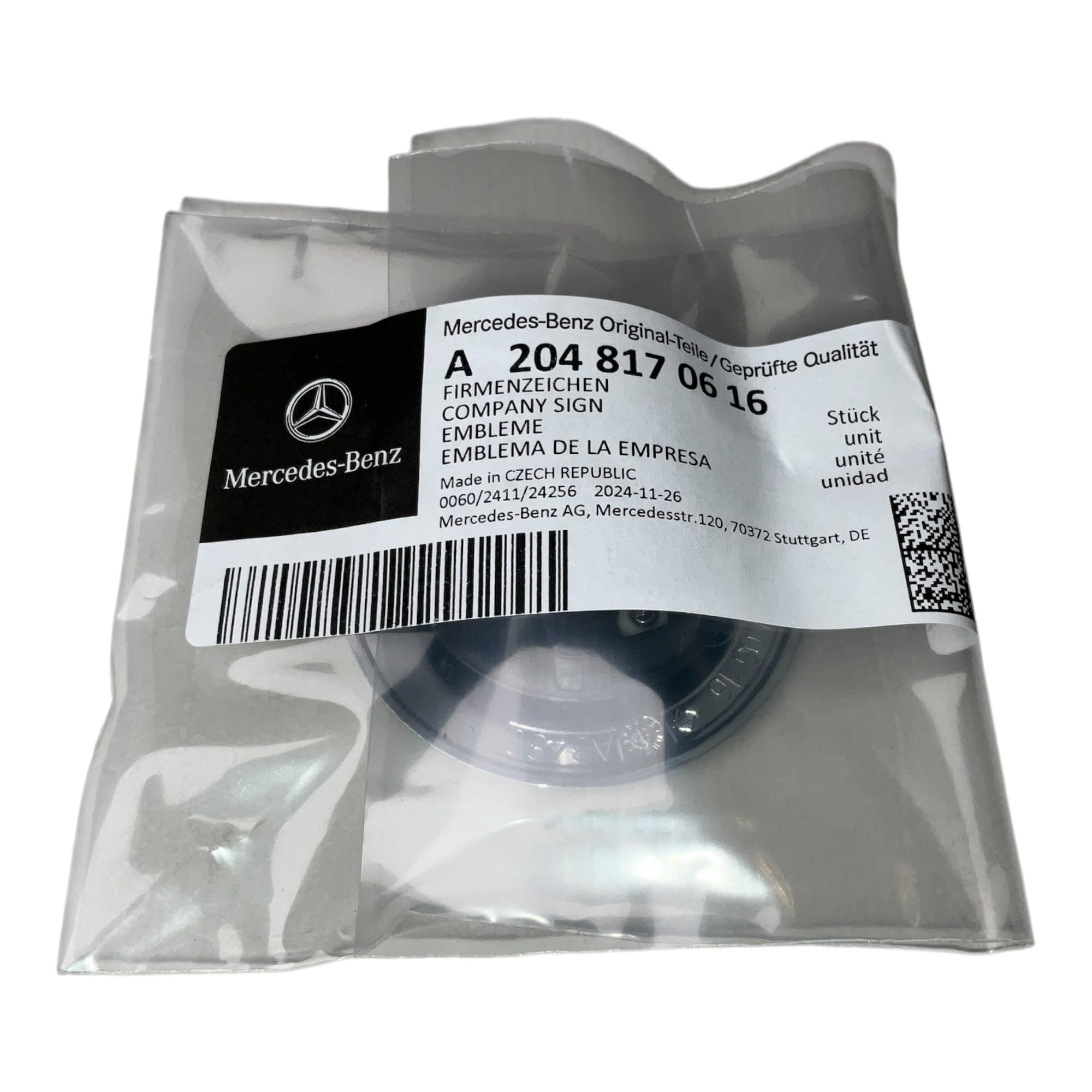 Mercedes Benz Genuine Vehicle Hood Star Emblem Badge (204-817-06-16, Chrome and Blue Laurel Wreath)