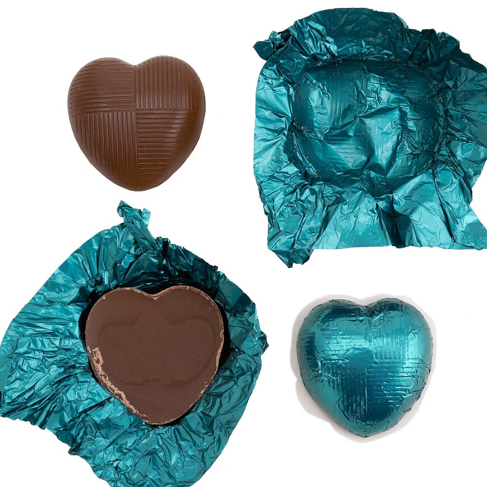 Italian Options Milk Chocolate Foiled Hearts, 30 Chocolates, Purple Foil — view 38