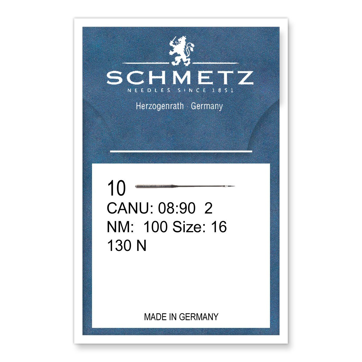 Schmetz Top-Stitch Sewing Machine Needles – 100 (16) Elongated Eye for Smooth Threading, Ideal for Multiple Threads & Various Fabrics –Pack of 5
