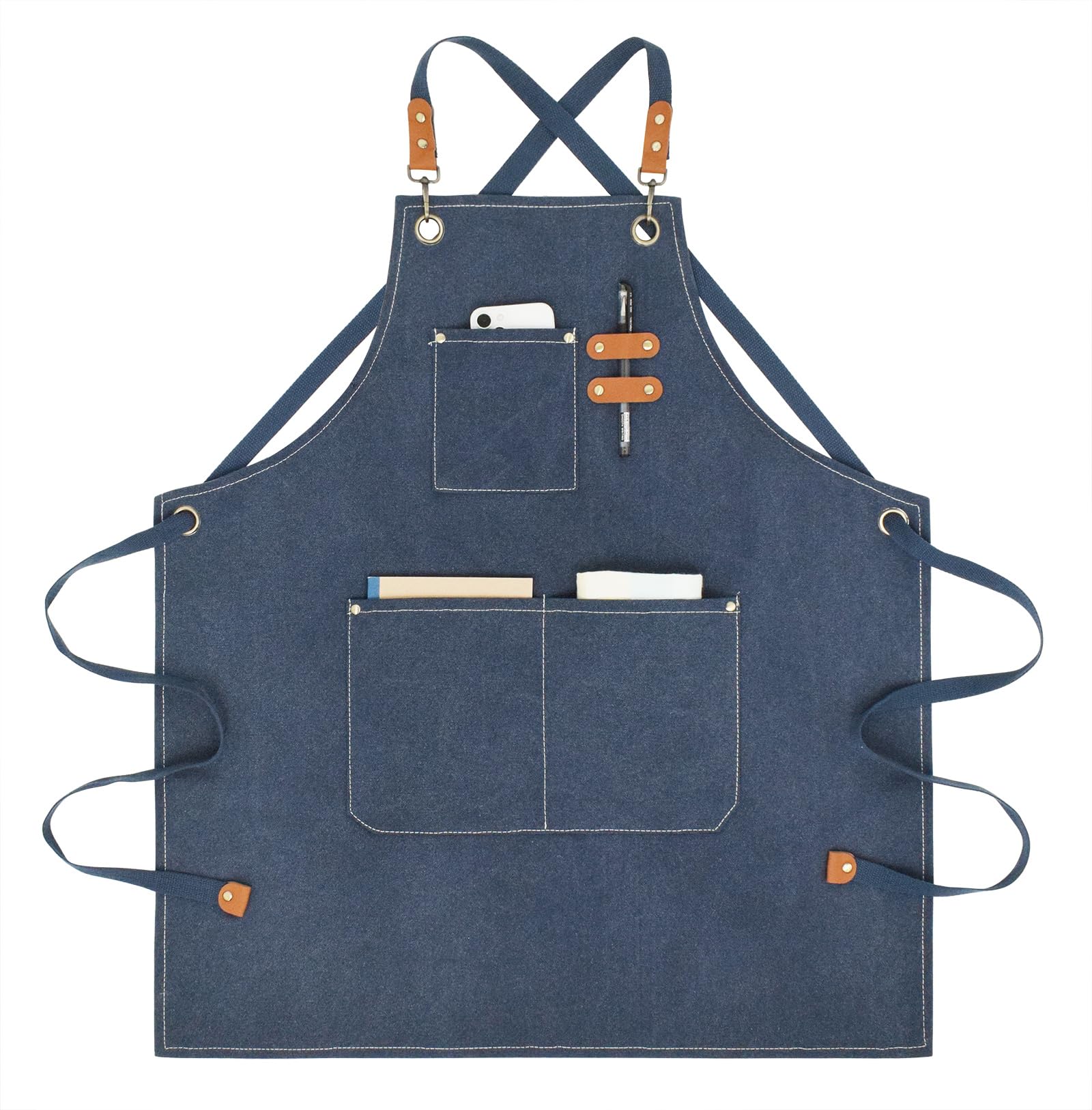 Nanxson Canvas Work Aprons for Men with Pockets Tool Apron for Gardening Restaurant Chef Apron, Blue