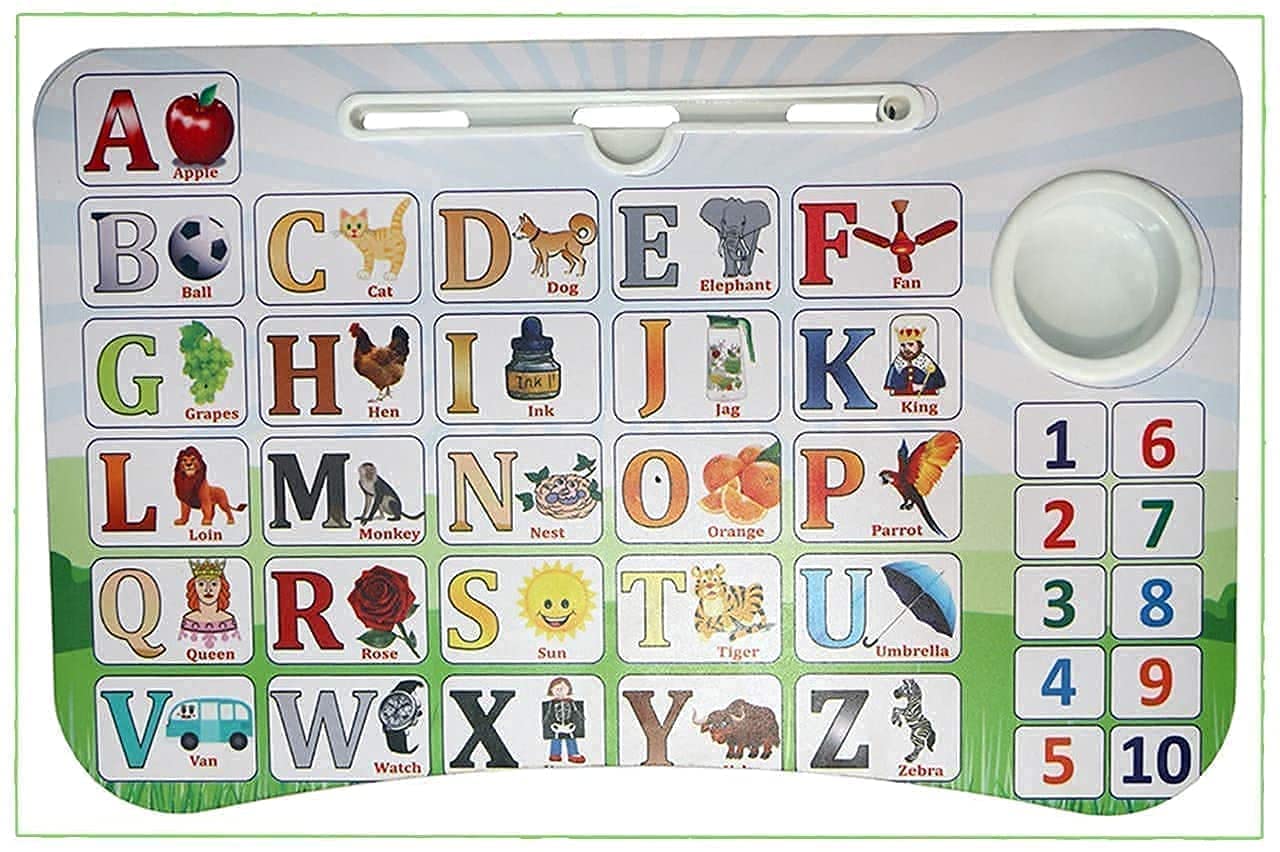 Study Table Portable Multifunction Laptop Table Lapdesk for Children Bed Foldabe Table Work Office Home with Tablet Slot & Cup Holder Bed Study Table (ABCD & 1-10) (B0B295L1FZ) Amazon Price History, Amazon Price Tracker