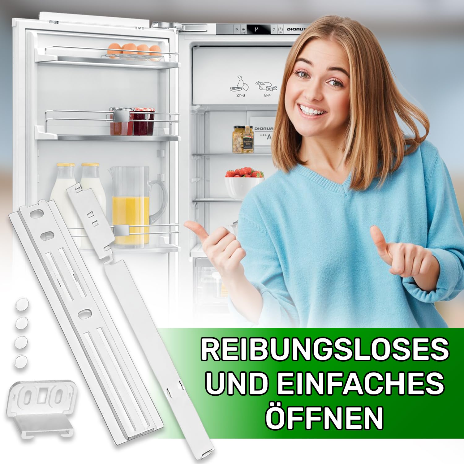 Guide Porta Frigorifero Da Incasso - Kit 8 Guide + 4 Angoli + 4 Tappi, Compatibile Whirlpool, Indesit, Smeg - Foto 9