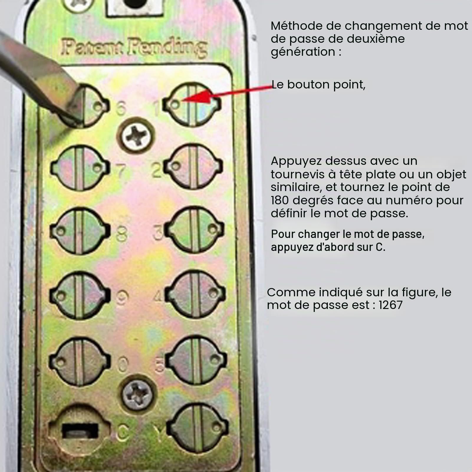Serrure de Porte à Code Numérique, Sans Clé, Combinaison 1-11 Chiffres, avec Loquet et Corps de Serrure, pour Épaisseur de Porte 30-60mm
