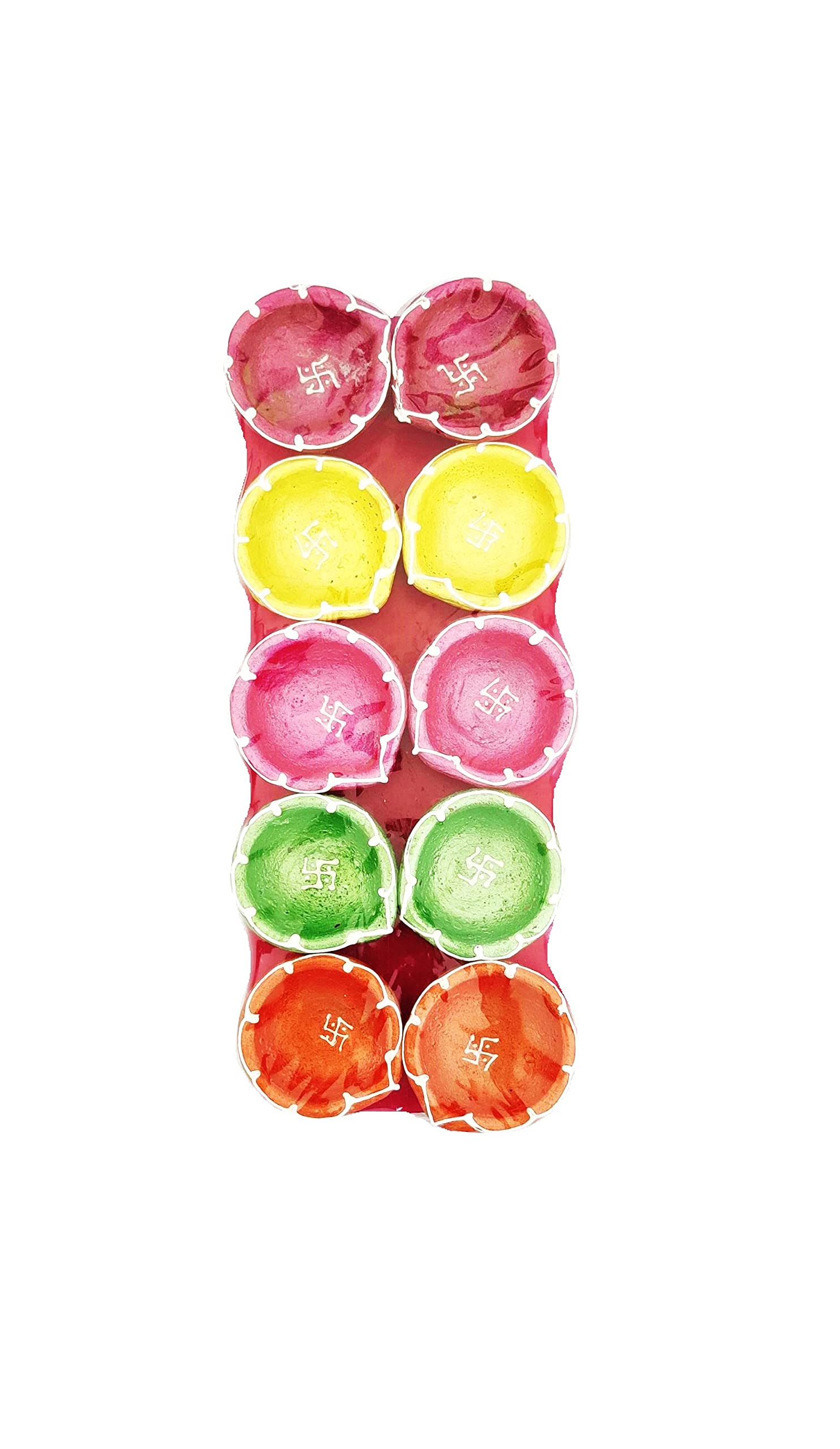 AANSSS 10 Pack Handmade Wax Diya/Deepak/Clay Lamps/Earthen Oil lamp for Puja, Decoration, Diwali