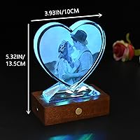 Vista 8 de WEIK&CPYK Marco de fotos de cristal personalizado en forma de corazón para cumpleaños, aniversario de boda, Navidad, regalo del día de San Valentín