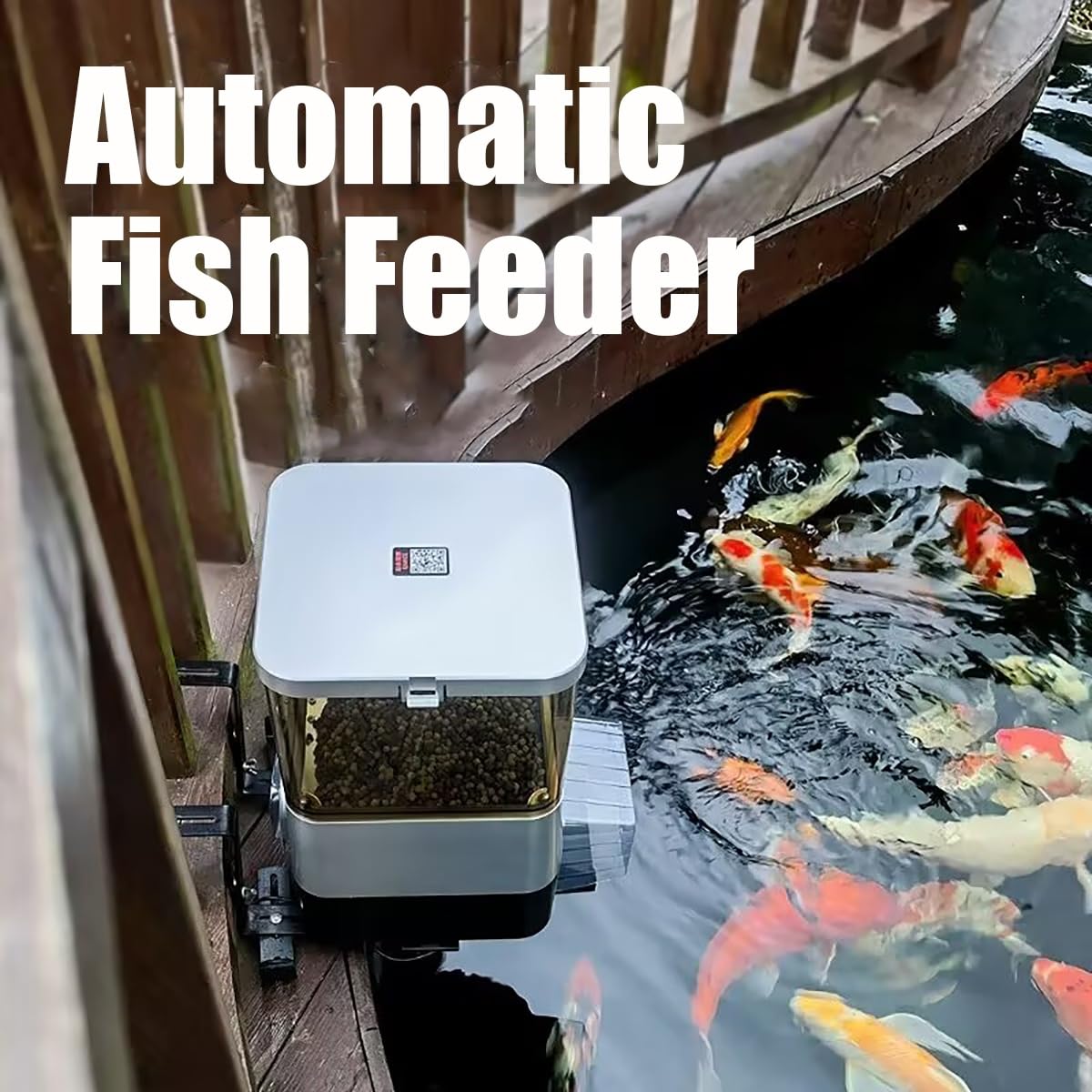 Distributore automatico di mangime per pesci - Grande capacità 10 litri, di Grande capacità, Ideale per acquari, Carpe Koi, Pesci Rossi e laghetti Esterni