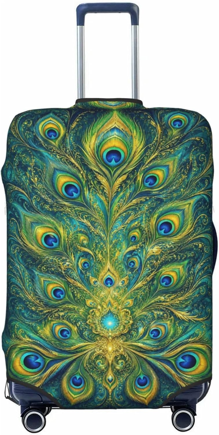 Travel Luggage Cover Protector Suitcase Cover Ornate Peacock Fan