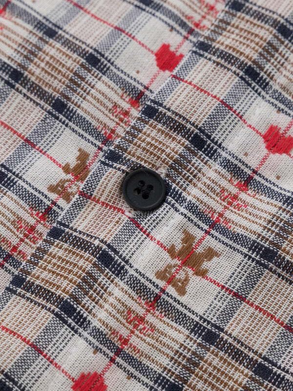 Aelfric Eden Cut-Out Heart Short Sleeve Shirt Collar Button Down Plaid Casual Tshirt Tops4