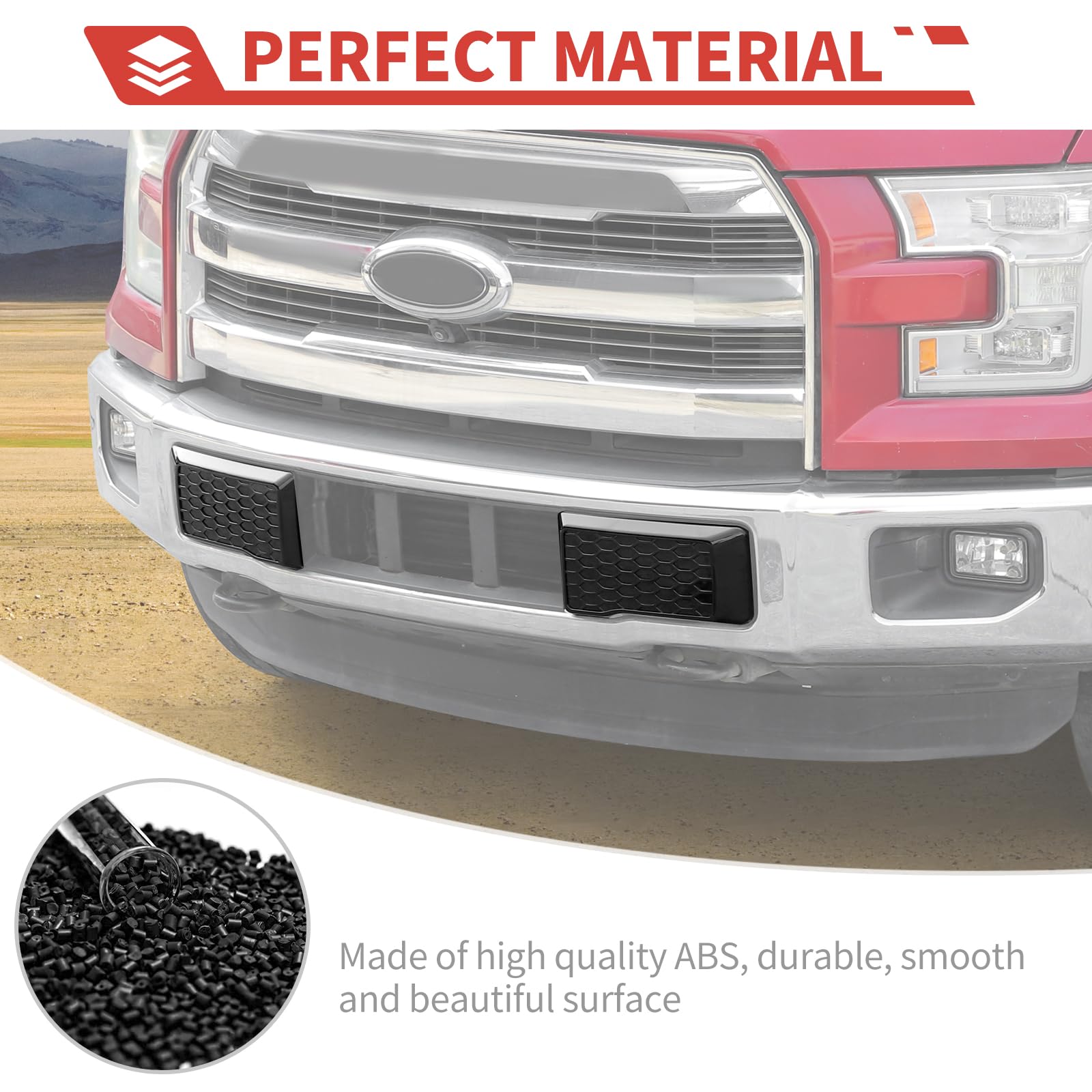 Front Bumper Guards Pads Insert Panel fit for Ford F150 2015-2020 Front Bumper Guards Protector,Black