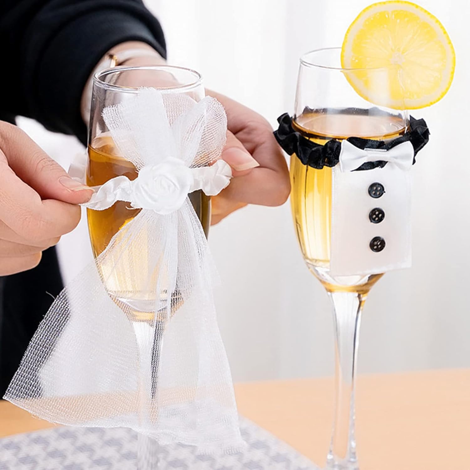 Amazon.com | 2PCS Marriage Bride Groom Wine Cups Decoration Champagne ...