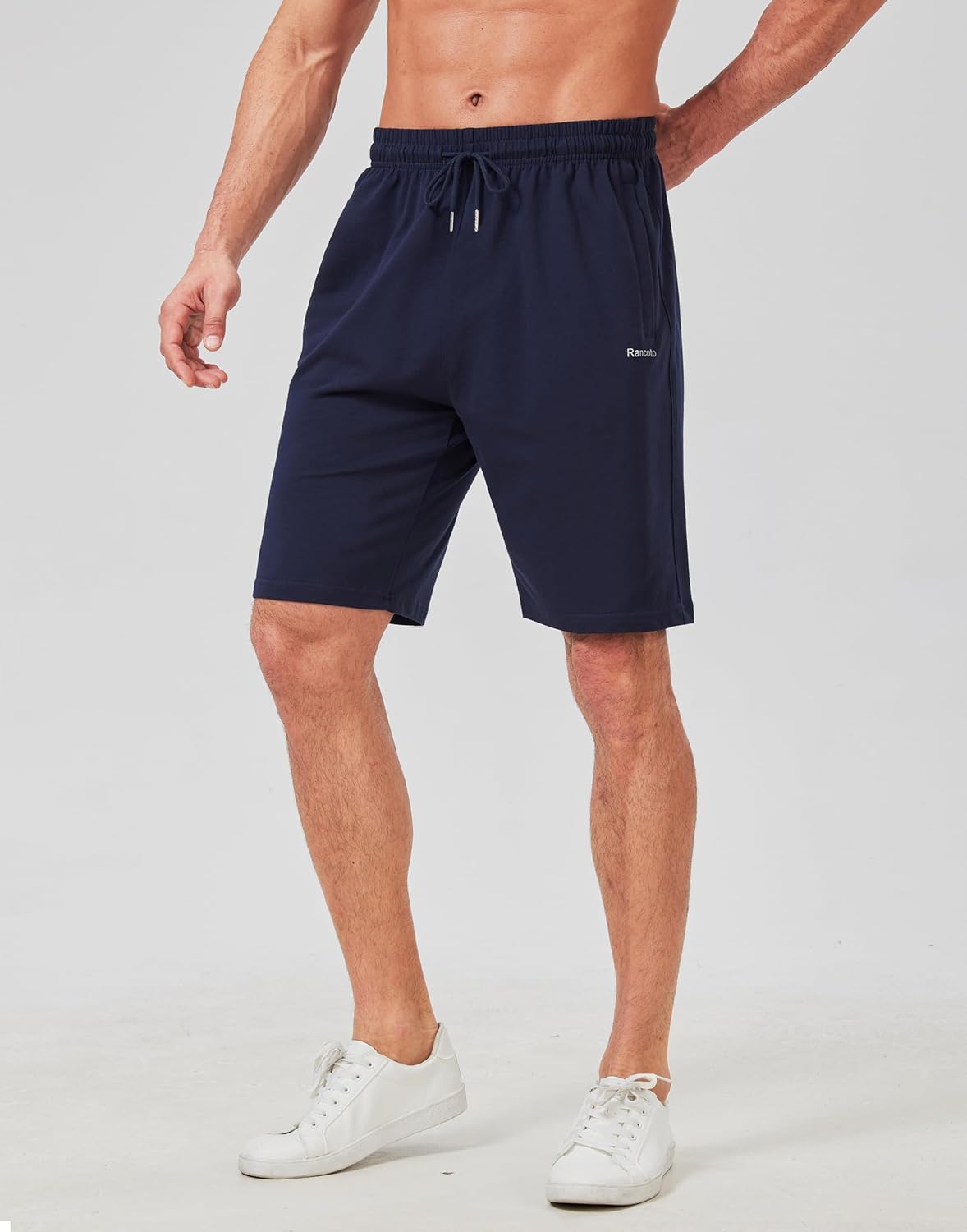 Mens Cotton Shorts Sweat Athletic Shorts for Men, Lounge, Gym, Yoga, Workout with Zipper Pockets - Image 3