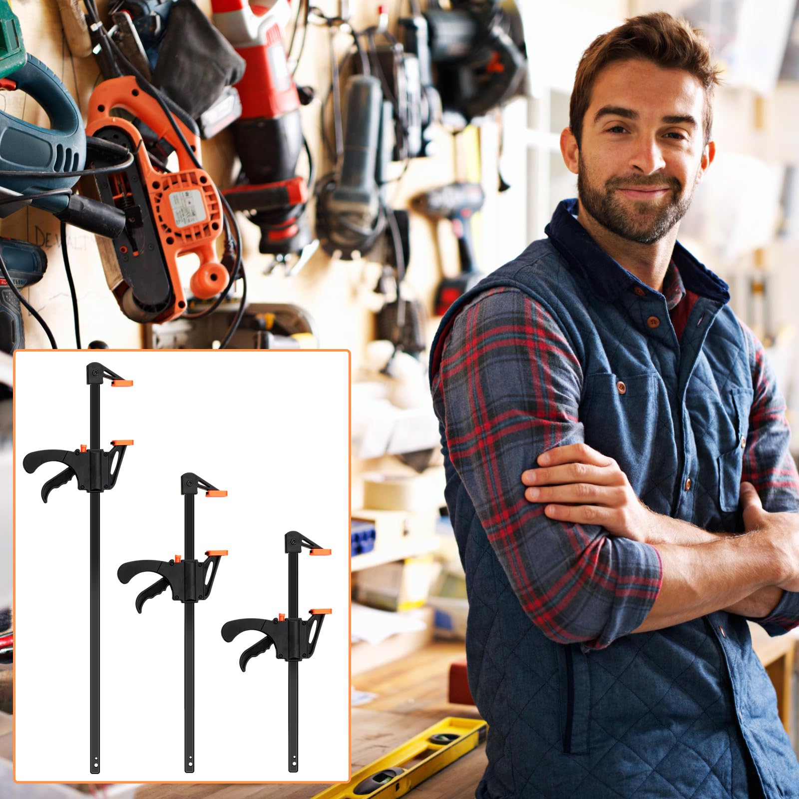 Work Clamops Snapklik.com : Lasnten 4 Pcs Bar Clamps For Woodworking One Handed ...