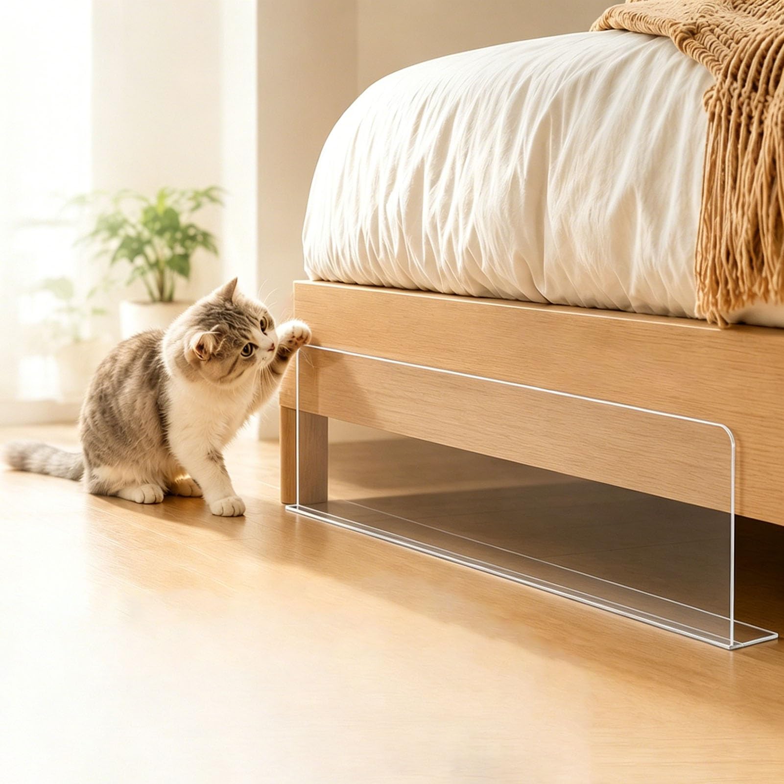Clear Gap Blocker for Under Bed, Transparent Furniture Gap Bumpers for Cats, 1 3 5 11 Sets Plastic Stair Shield Barrier, Couch Bottom Stoppers(5 pcs,50x30cm (19.7x11.8in))