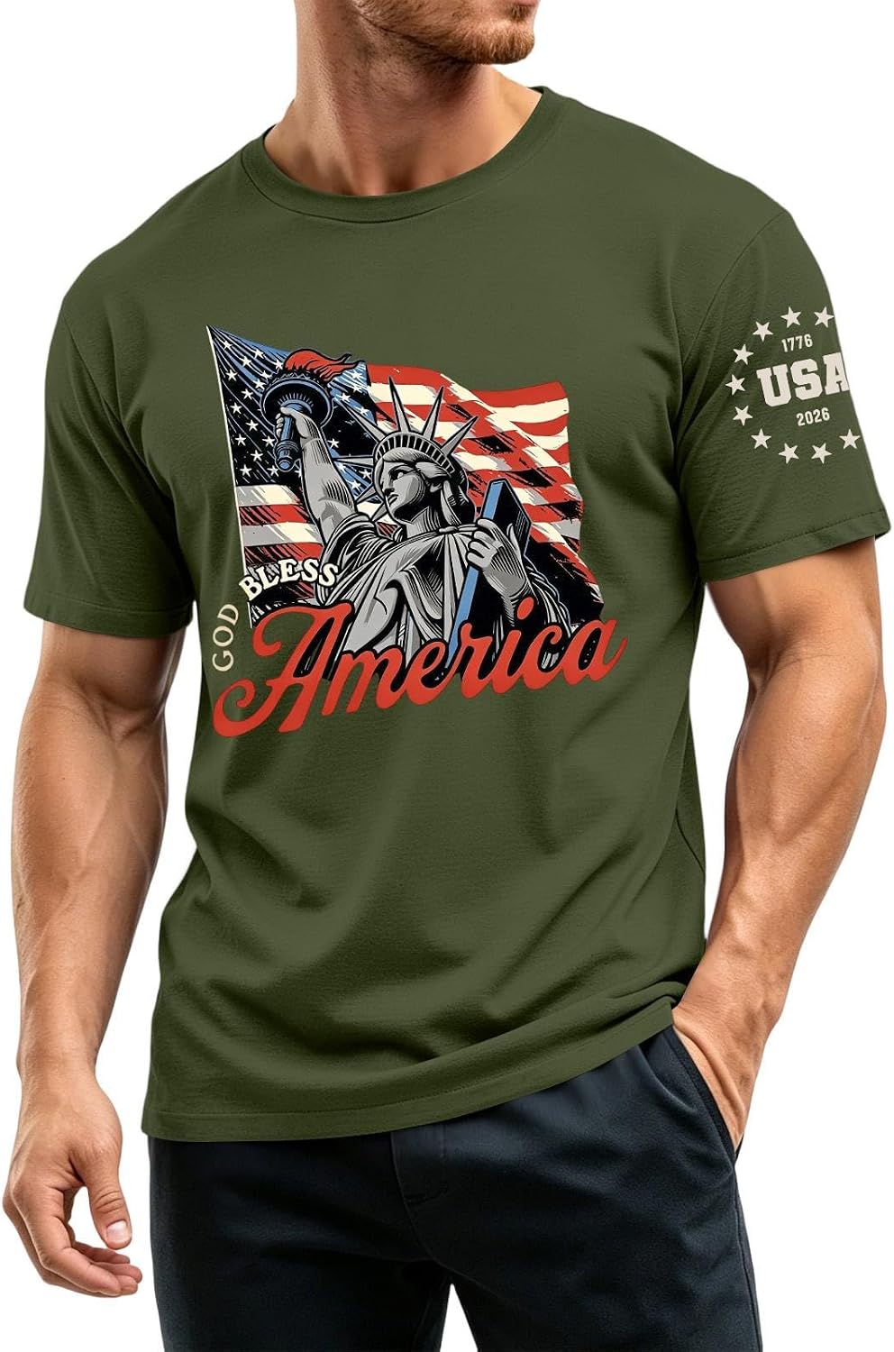 RTRDE 250th Anniversary USA Shirts for Men Short Sleeve 1776-2026 250 Years Independence Day Flag Print Shirts, S-5XL
