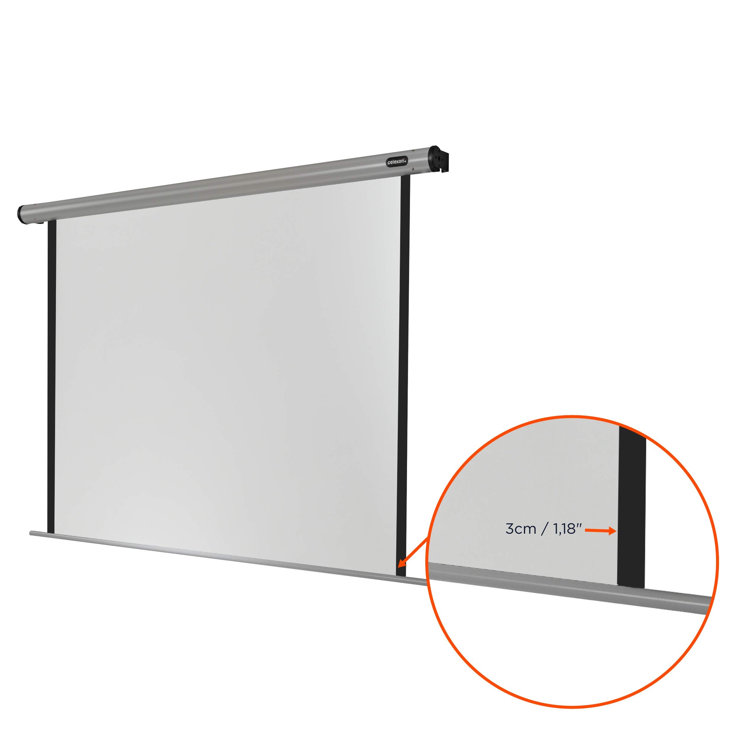 celexon HomeCinema Motor-Leinwand 100" | 220x124 cm 16:9 | elektrische 4K, Full-HD Beamerleinwand für Heimkino-Projektionen & Büro-Präsentationen | geeigent zur Decken- & Wand-Montage