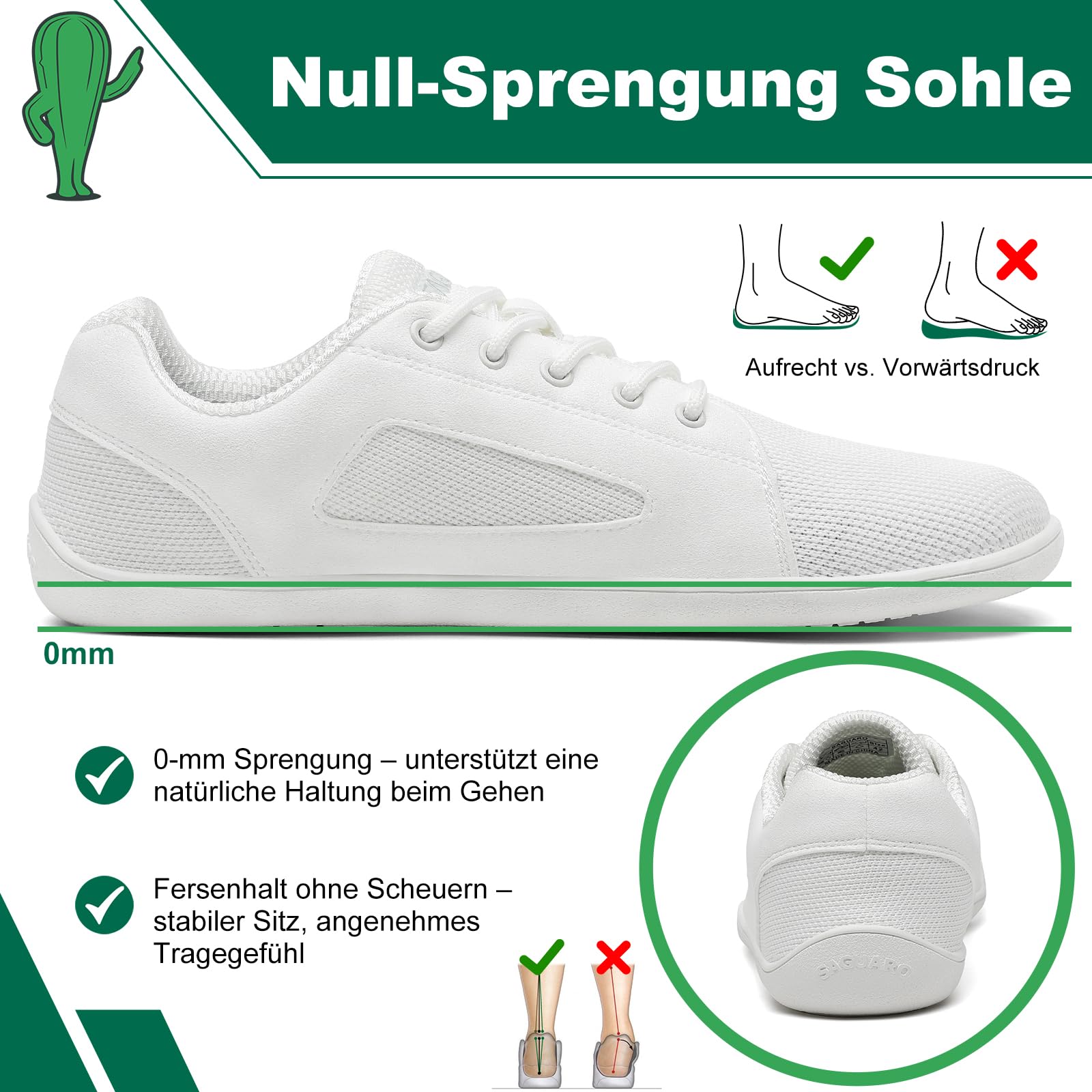 SAGUARO Unisex Knit Barfußschuhe - Weich Minimalistische Barfuß Sneaker mit Breiter Zehenbox & Zero Drop für Alltag und Reisen Gr.36-46