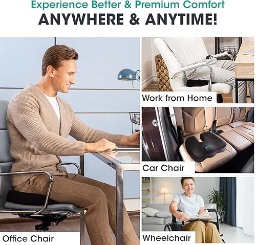 Vista 12 de Modvel Cojín de asiento mejorado de gel, almohada de espuma viscoelástica de alta densidad para silla de oficina, almohadilla ortopédica Gris