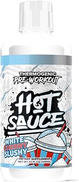 Hot Sauce Thermogenic Pre-Workout, White Cherry Flavor, Liquid Energy Supplement with Caffeine and L-Citrulline, 32 Fl Oz