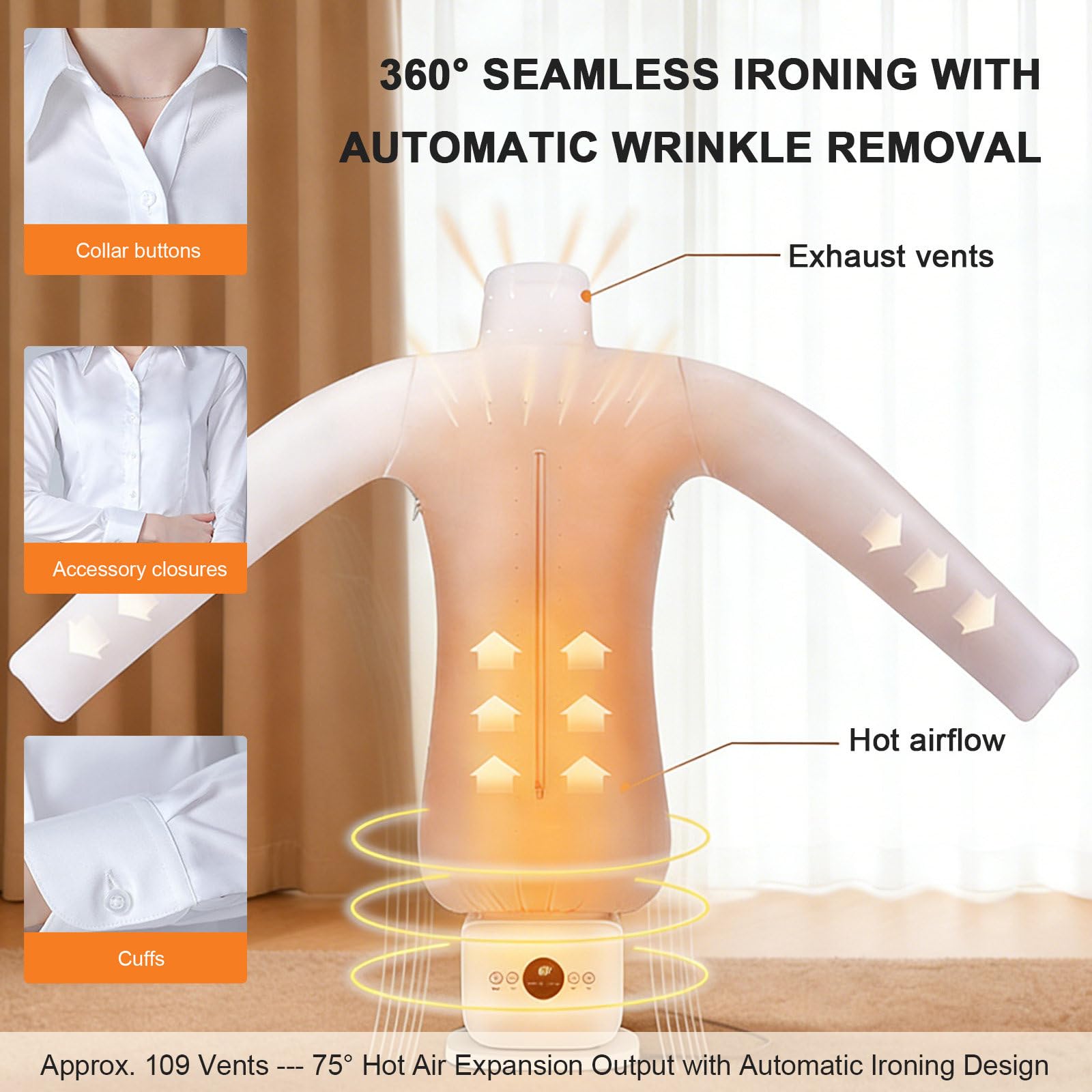 Ferro Stiro ad Aria Calda Automatici Stira Camicie Gonfiabile Automatico Asciugatrice per Vestiti e Dispositivo Antirughe per Camicie per Abbigliamento Scarpe, 360° Asciugatura Set-B