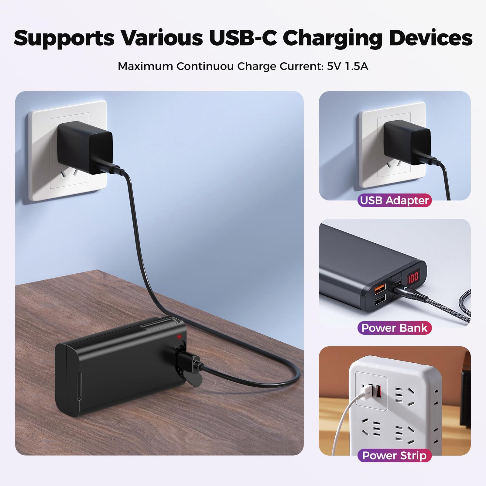 NASTIMA Batteria Agli ioni di Litio 7000mAh 25,2Wh Compatibile con eufy Videocitofoni E340 & C31, Batteria a Rilascio Rapido con USB-C, Lunga Durata, BMS Integrato