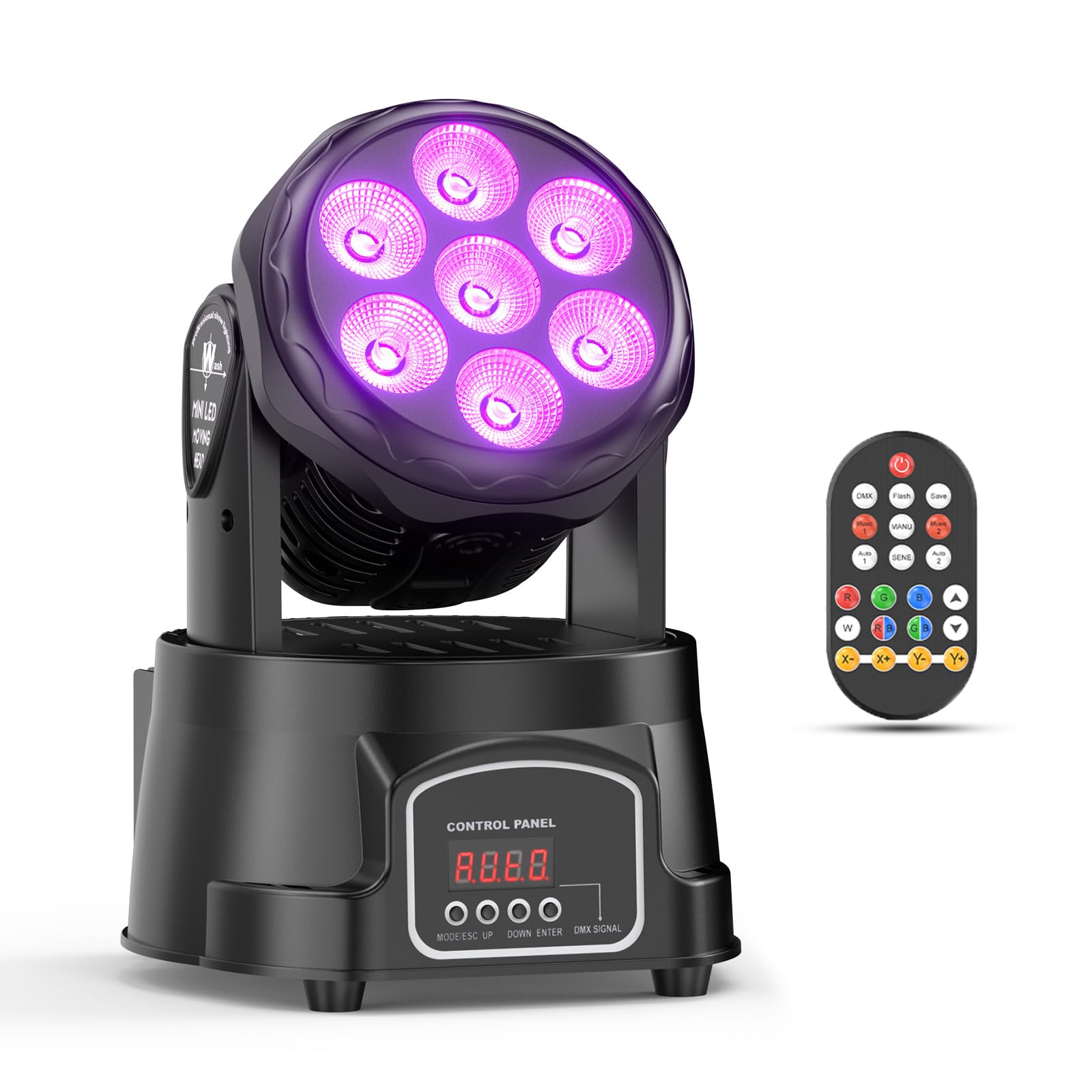 Luci da Discoteca LED Wash Testa Mobile DMX512 RGBW 4 in 1 7X15W con Telecomando per DJ Bar KTV