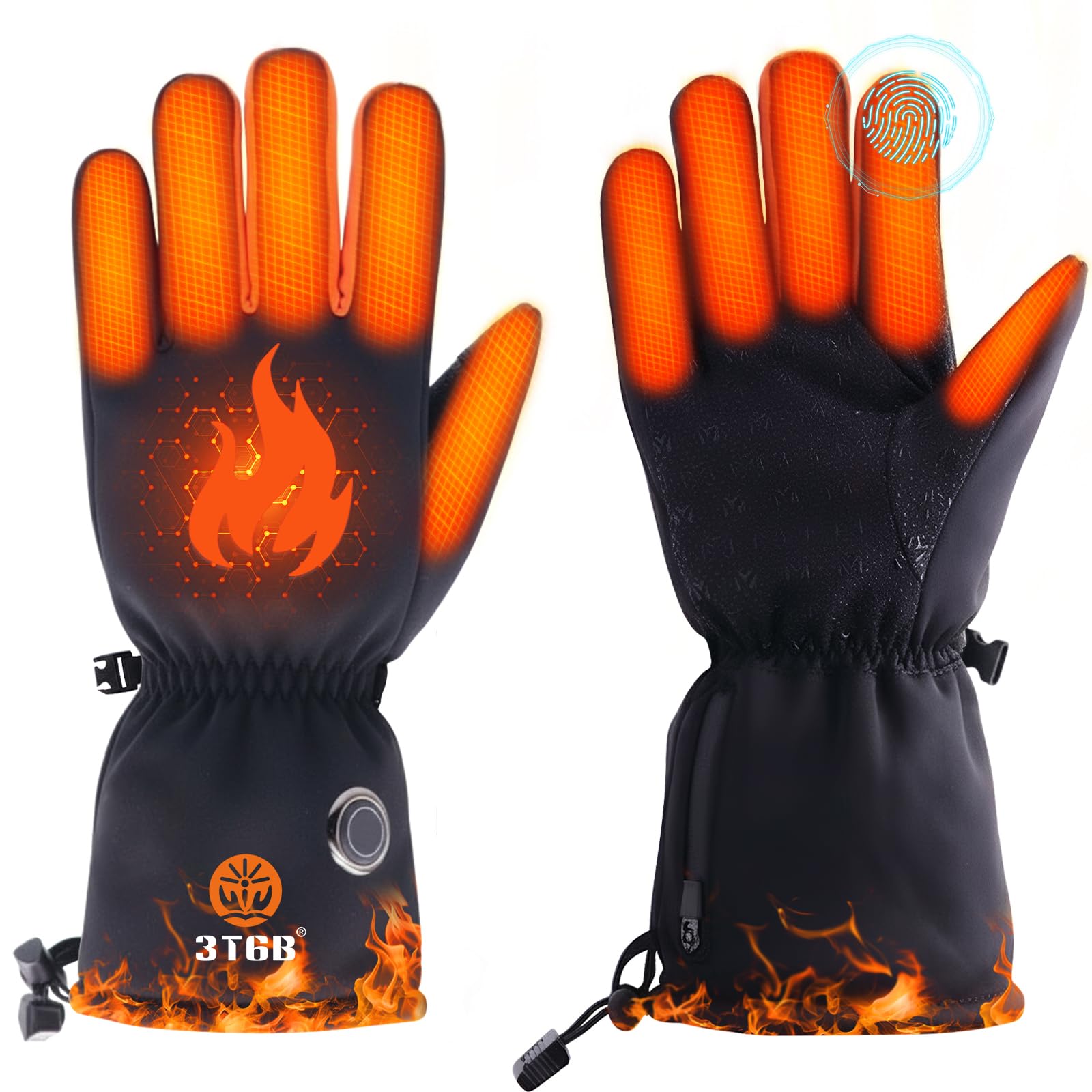 Guanti Riscaldati per Uomini Donne, Guanti Riscaldati Ricaricabili 5V 6000mAh, 3 Livelli Temperatura, Scaldamani Touchscreen per Lavoro all'aperto, Sci, Moto, Ciclismo