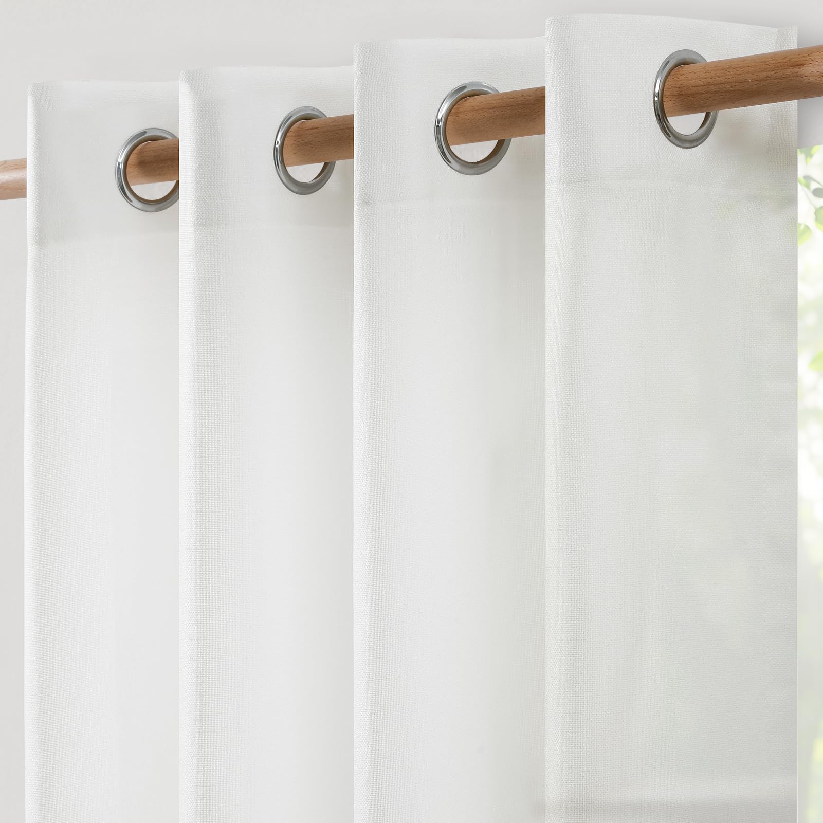 Softalker Gardinen mit Ösen 2er Set Leinen Vorhänge 250 cm Lang Gardienen Wohnzimmer Modern Raumtrenner Vorhang Weiße Halbtransparent Gardinenschals Fenstergardinen für Gardinenstange,Curtains &Drapes