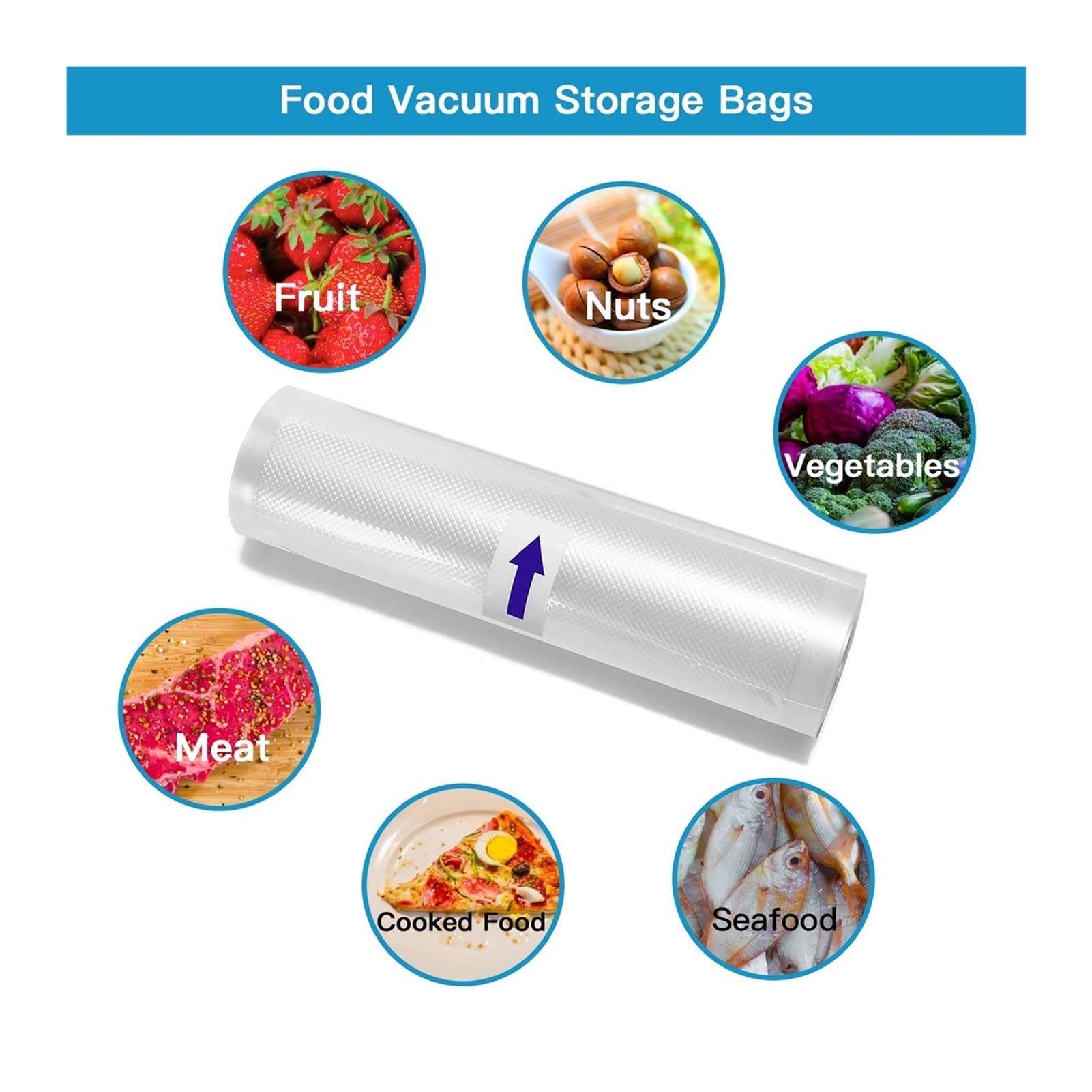 Sac sous vide de cuisine pour scellant sous vide alimentaire Sac d'emballage Emballage sous vide Sacs de stockage Aliments frais Longue durée de conservation est de 500 cm (Color : 28cm2Rolls) (25cm
