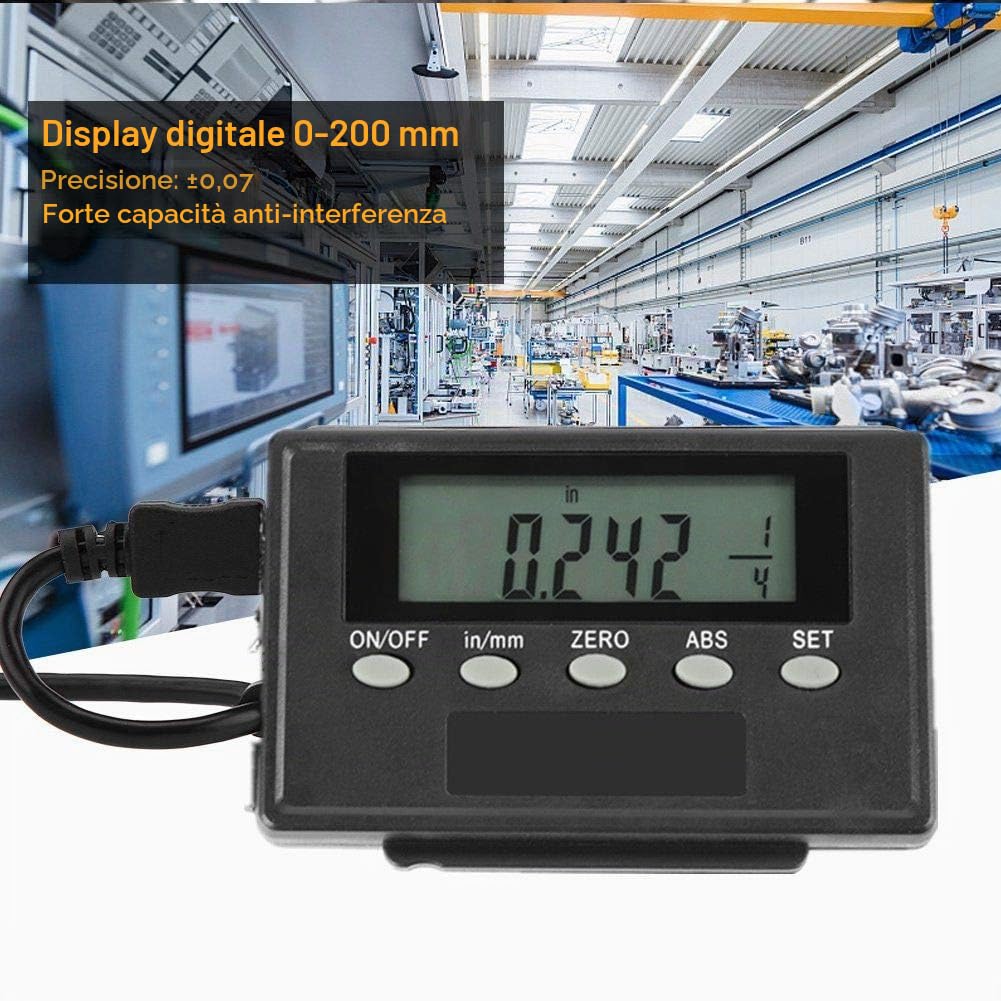 Visualizzatore digitale, scala digitale multifunzione digitale 0-200mm Misuratore remoto LCD DRO per fresatrici, torni