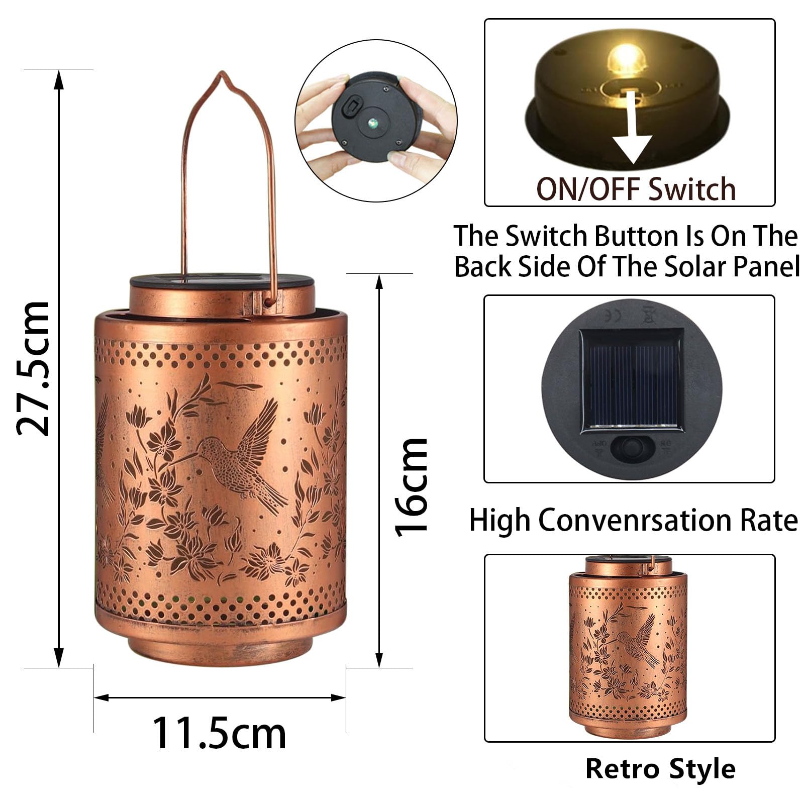 Solarlampen für Außen Hängend - 1 Stück Solarlampen für Außen Garten - IP65 Wasserdicht Solarlate... Ansicht 4