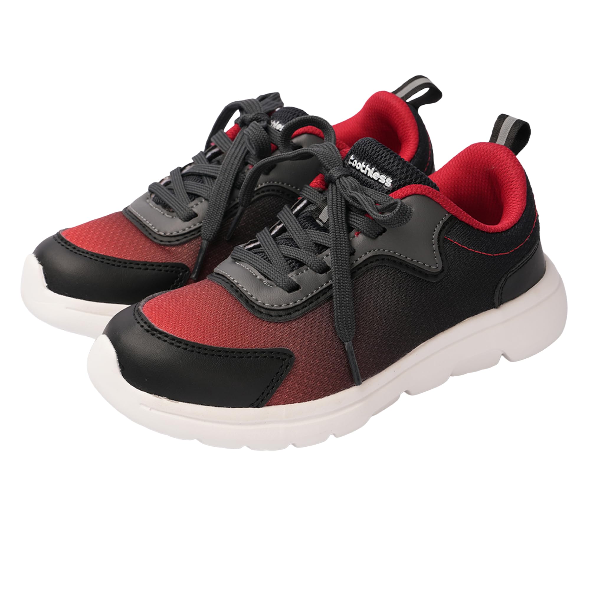 toothless Kids Boys Sport Shoes | Lace-Up Closure | Lightweight & Breathable Fabric | Cushioned Insole | Anti-Slip Sole Sporty Look for Kids Black/RED