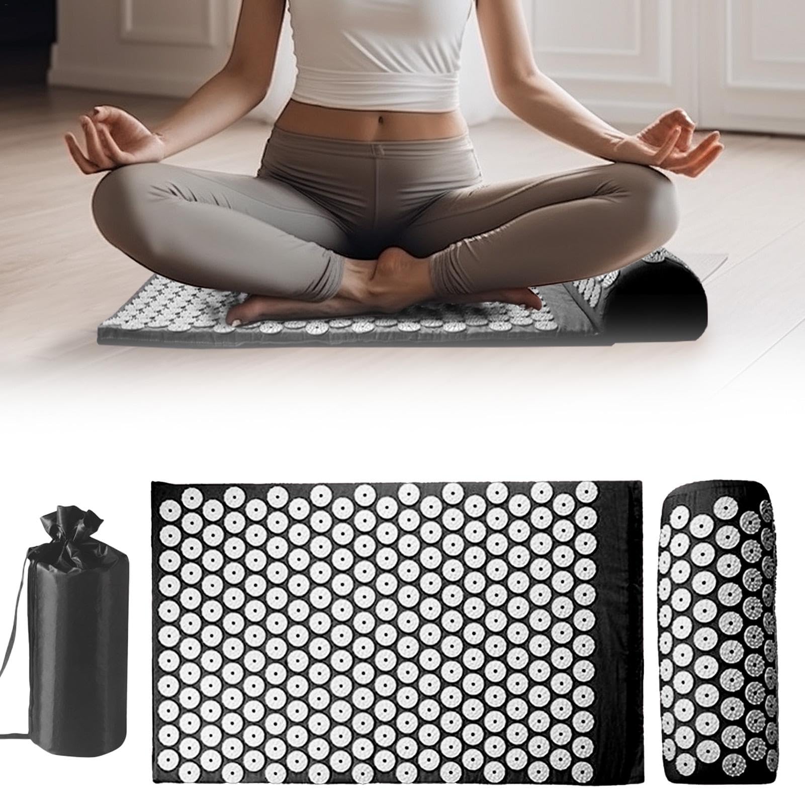 estera de pinchos, estera de masaje de cuerpo completo | Juego de masaje con estera de meditación con almohada | Estera de presión para la espalda, accesorios de meditación para mujeres, hombres, adul