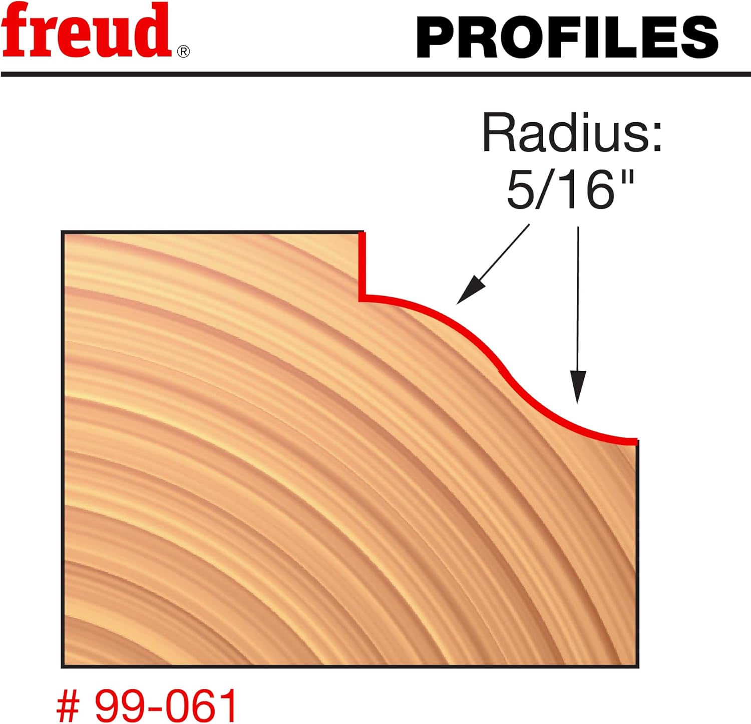 Freud 99-061: 1-1/2" (dia.) Rail & Stile Profile Bit with 1/2" shank, 3/8" carbide height Red