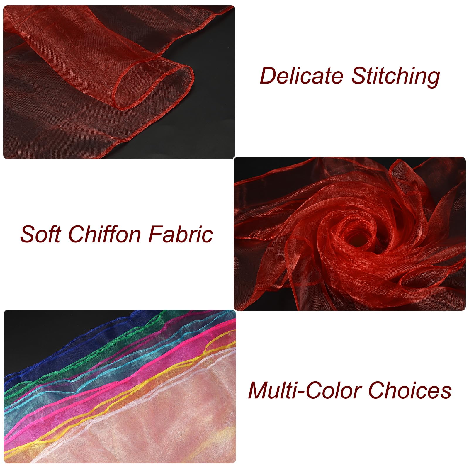 PATIKIL Sciarpe da danza, 48 pezzi, sciarpe quadrate da giocoleria, 61 x 50 cm, sciarpe per movimento musicale, accessori per giocare a giocoleria magica, rosso