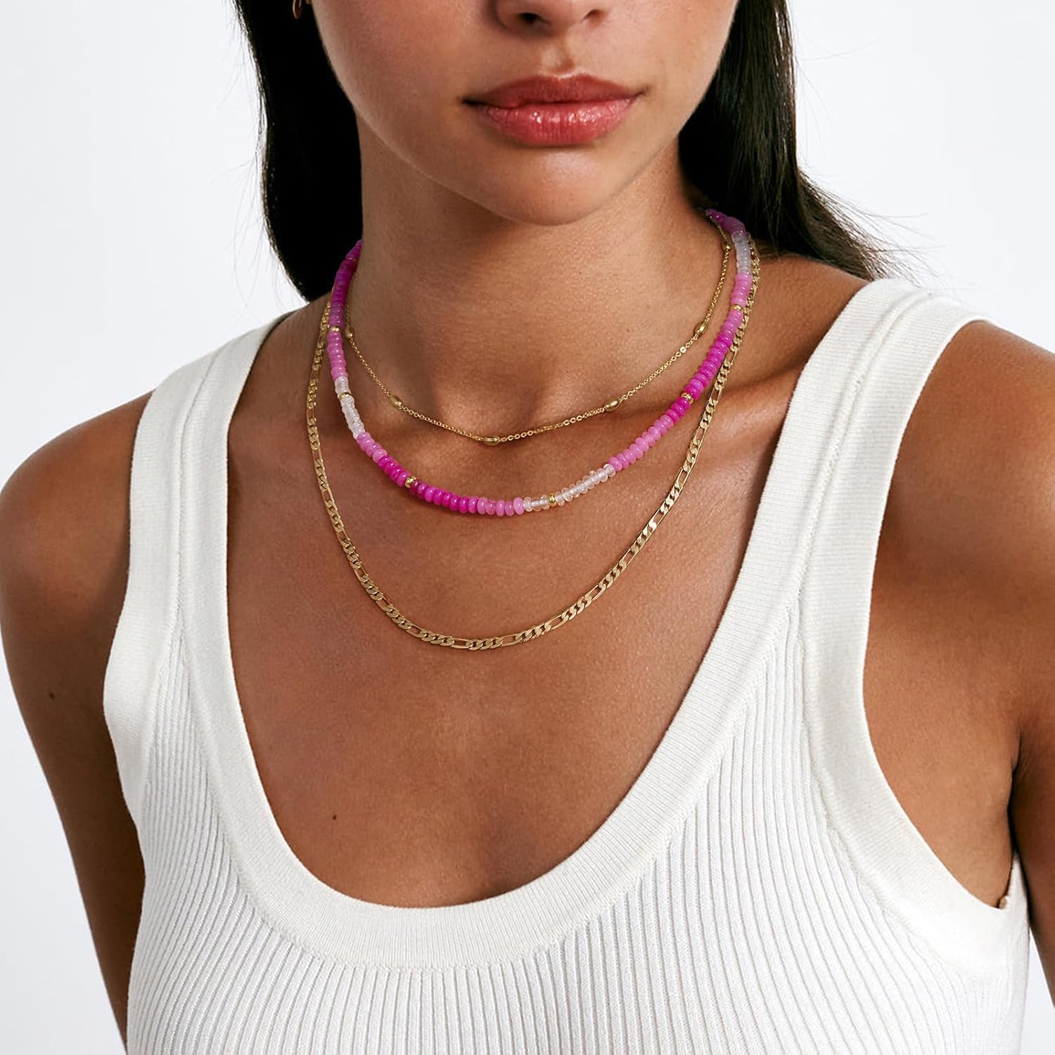 KELORIS PATH Beaded Necklace for Women, Colorful Gemstone Boho Bead Choker for Beach, Trendy Summer Natural Stone Jewelry Gifts - Image 3