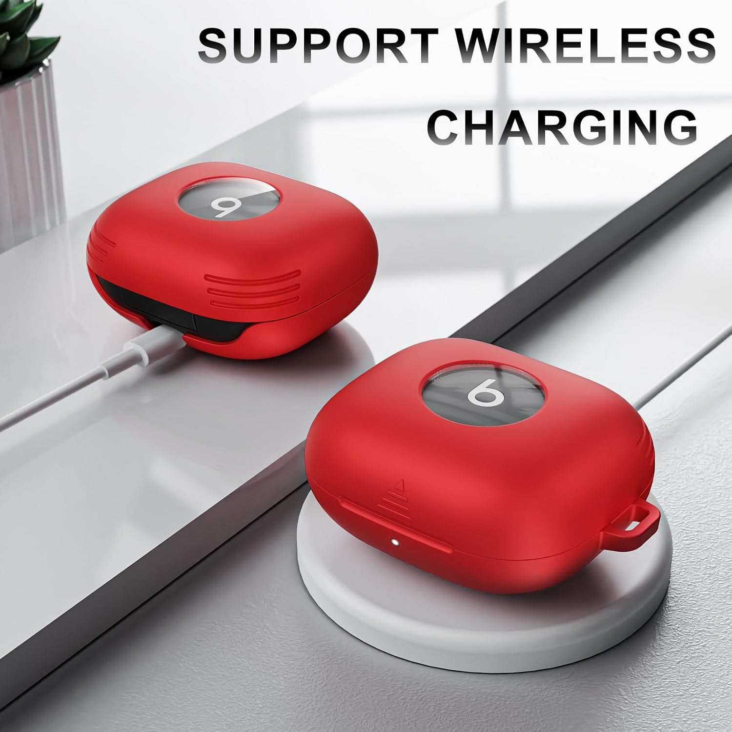 for Beats Powerbeats Pro 2 Case Cover, Shockproof Magnetic Case for Powerbeats Pro 2 2025 Wireless Earbuds, Magnetic Lock Lid Protective Cover with Cleaner Kit & Carabiner (Red) - Image 6