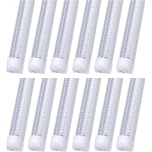 LED Shop Light, 8FT 72W 8640LM 6000K, Cool White, V Shape, Clear Cover, Hight Output, Linkable Shop Lights, T8 LED Tube Lightsfor Garage 8 Foot Plug and Play Pack of 12
