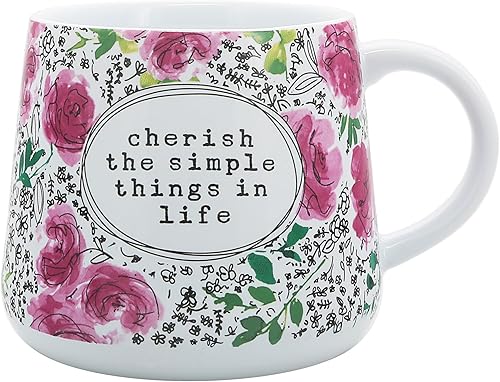Pavilion Gift Company - Cherish The Simple Things - Taza de cerámica de 18 onzas, regalo para el día de la madre, taza de café para mamá, tía,