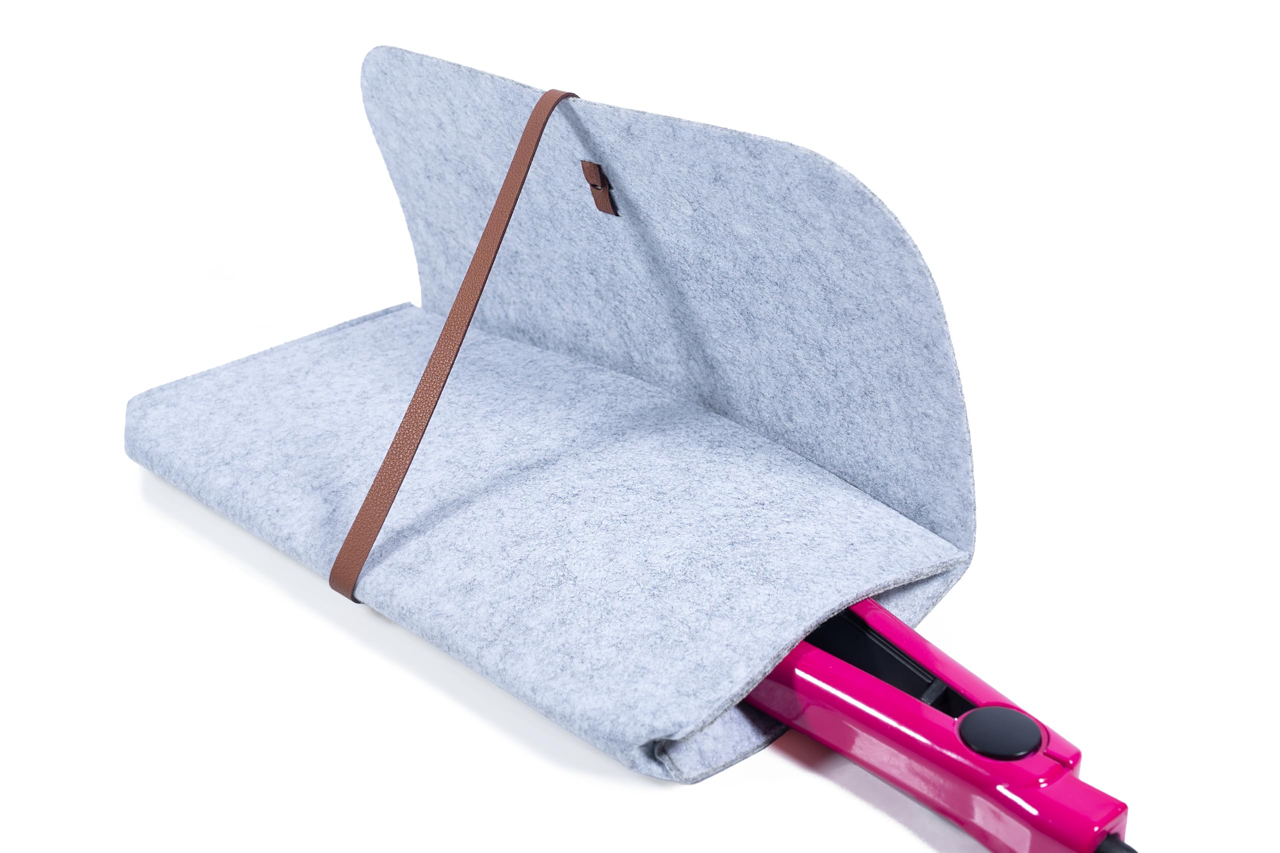 Glamza Hair Straightener Mat & Pouch - Made from Heat Resistant Safety Felt - Ideal for Home & Travel (Light Grey (Pouchy))