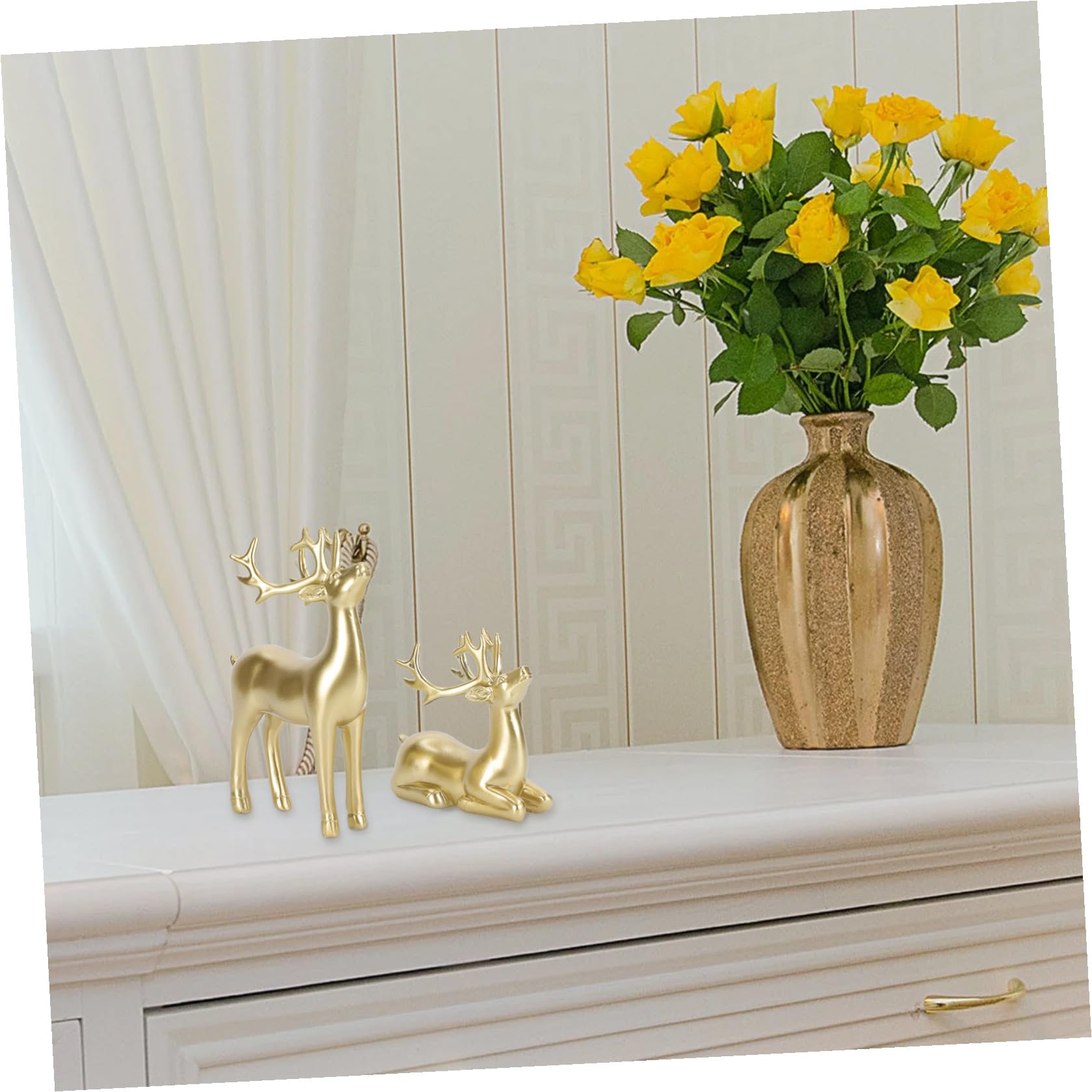 DOITOOL 2 Pezzi Di Figurine Di Renne Natalizie Decorazioni Per La Casa Decorazioni Di Renne Dorate Per Interni Per Soggiorno Camera Letto Ufficio E Scaffale Regalo Per Sua Madre Moglie