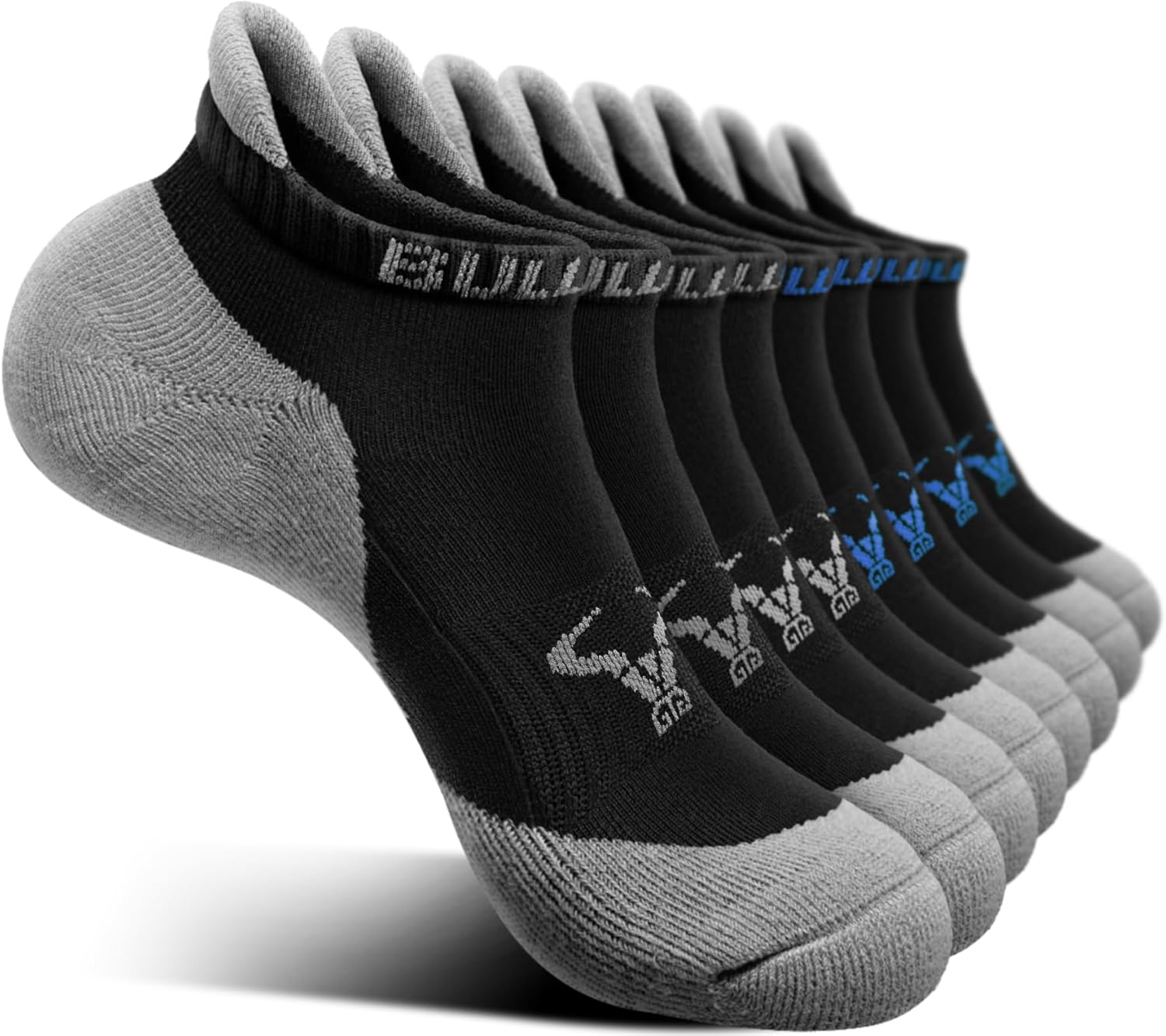 BULLIANT Men Ankle Socks 8Pairs Active Running Socks Cushioned No Show Breathable Wicking-Arch Support