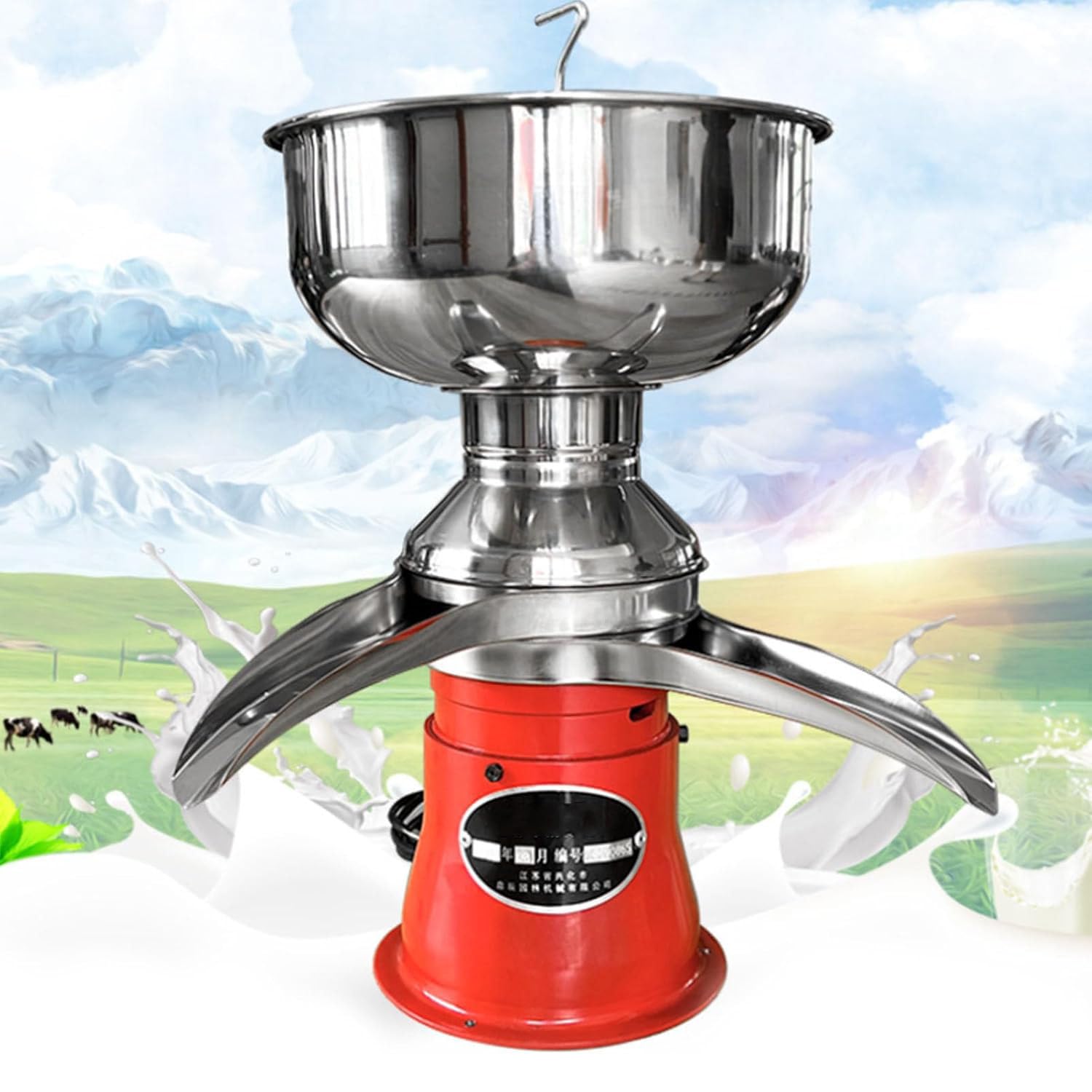 LSHFYV Electric Milk Separator, Electric Fresh Milk Cream Separator Milk Skimmer, Professional Cream Centrifugal Machine with 8L Milk Bowl, 50L/H Milk and Cream Butter Separator Machine