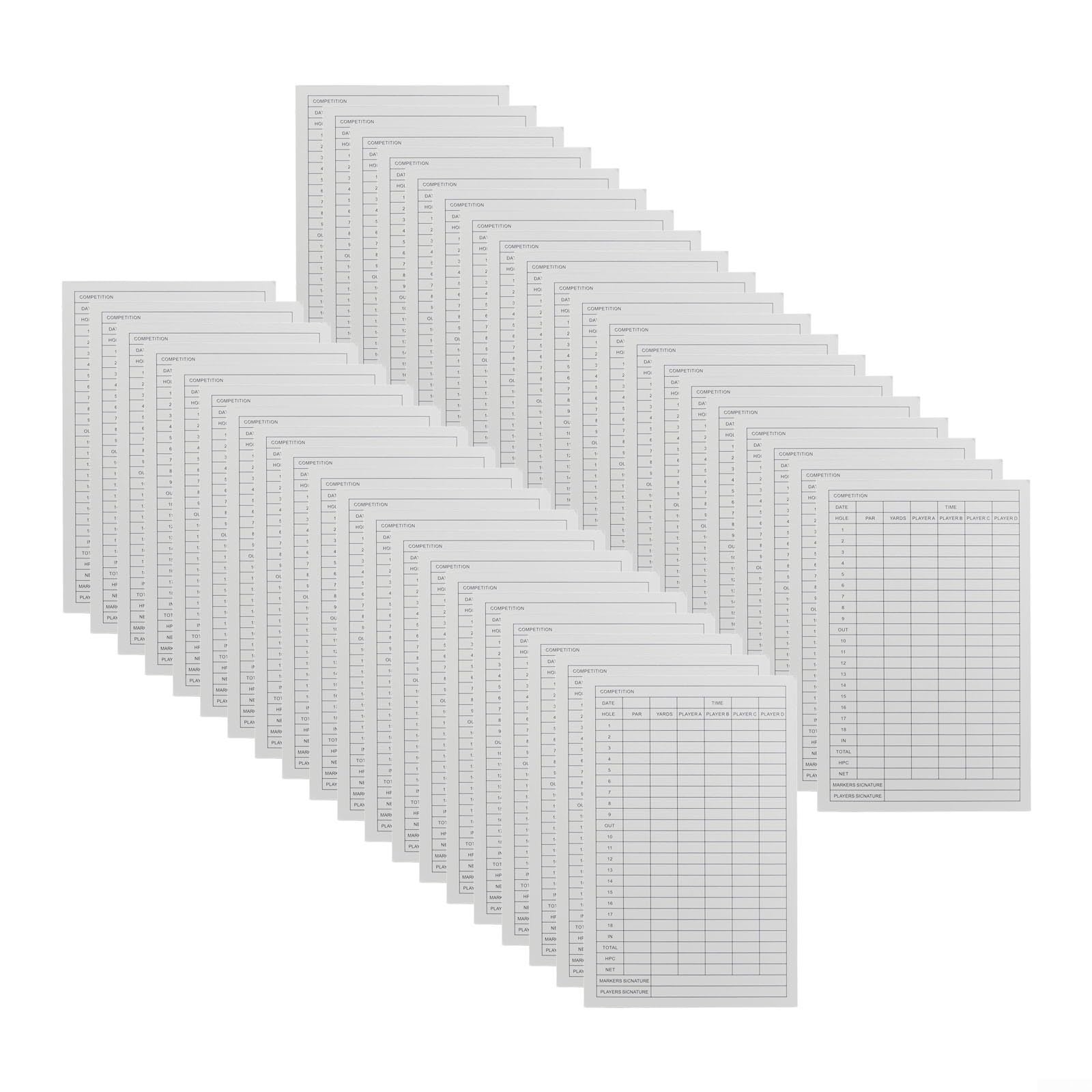 Paquete de 40 tarjetas de puntuación de golf, papel recubierto para miembros de palos de golf, árbitros y participantes del torneo