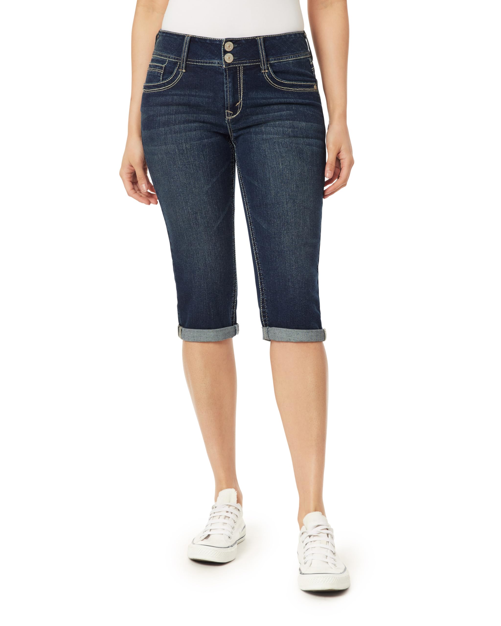 WallFlower Women's Luscious Curvy 17" Capri Mid-Rise Insta Stretch Juniors (Standard and Plus)