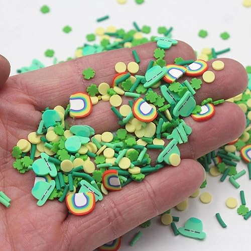 Miniatura 2 de 100G Polymer Clay Sprinkles for Crafts, St. Patrick Clover Embellishments for DIY Crafts Nail Art Lip Gloss Supplies Cellphone Decoration