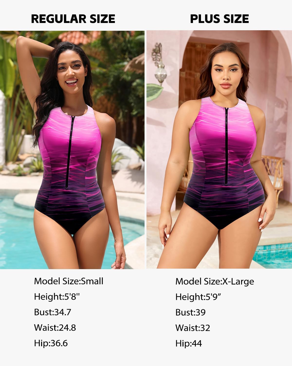Tempt Me Women Athletic One Piece Swimsuit Zipper High Neck Bathing Suit Racerback Swimwear - Image 5